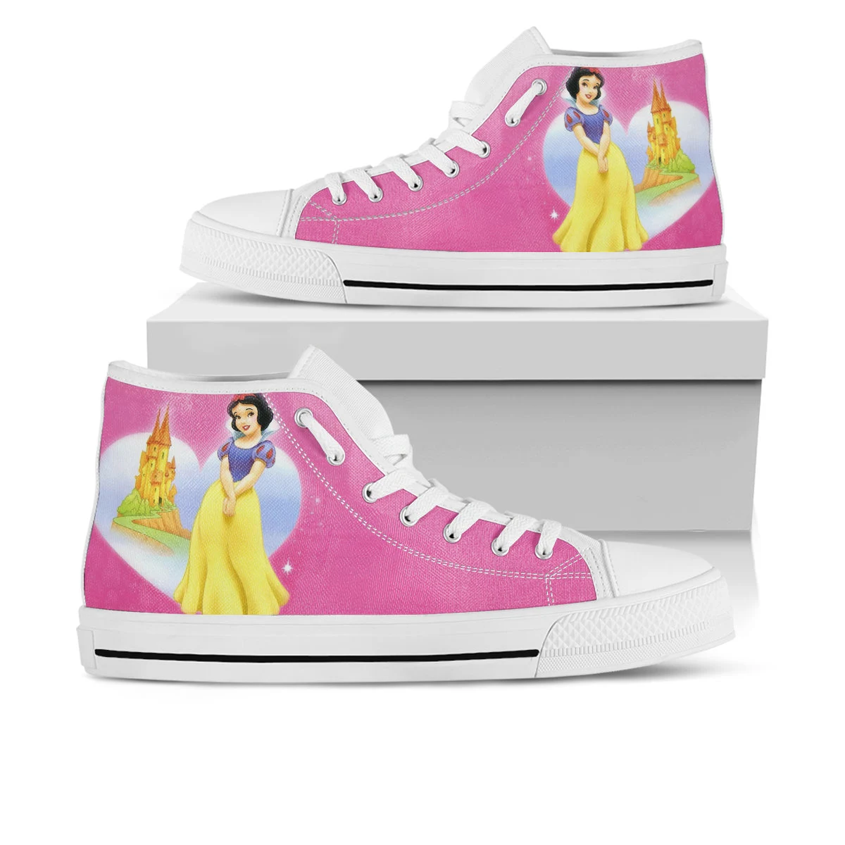 Snow White Shoes, Princess High Top Sneaker, Fairy Tale Fan Converse style hightop, custom shoe, mom dad child shoe