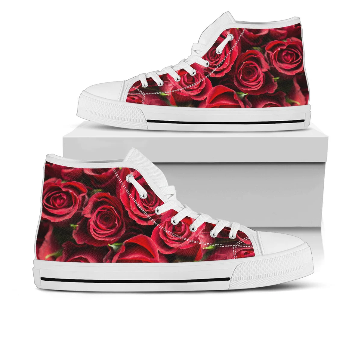 Rose Shoes, Rose High Top Sneaker, Flower Fan Converse style hightop, custom shoe, mom dad child shoe