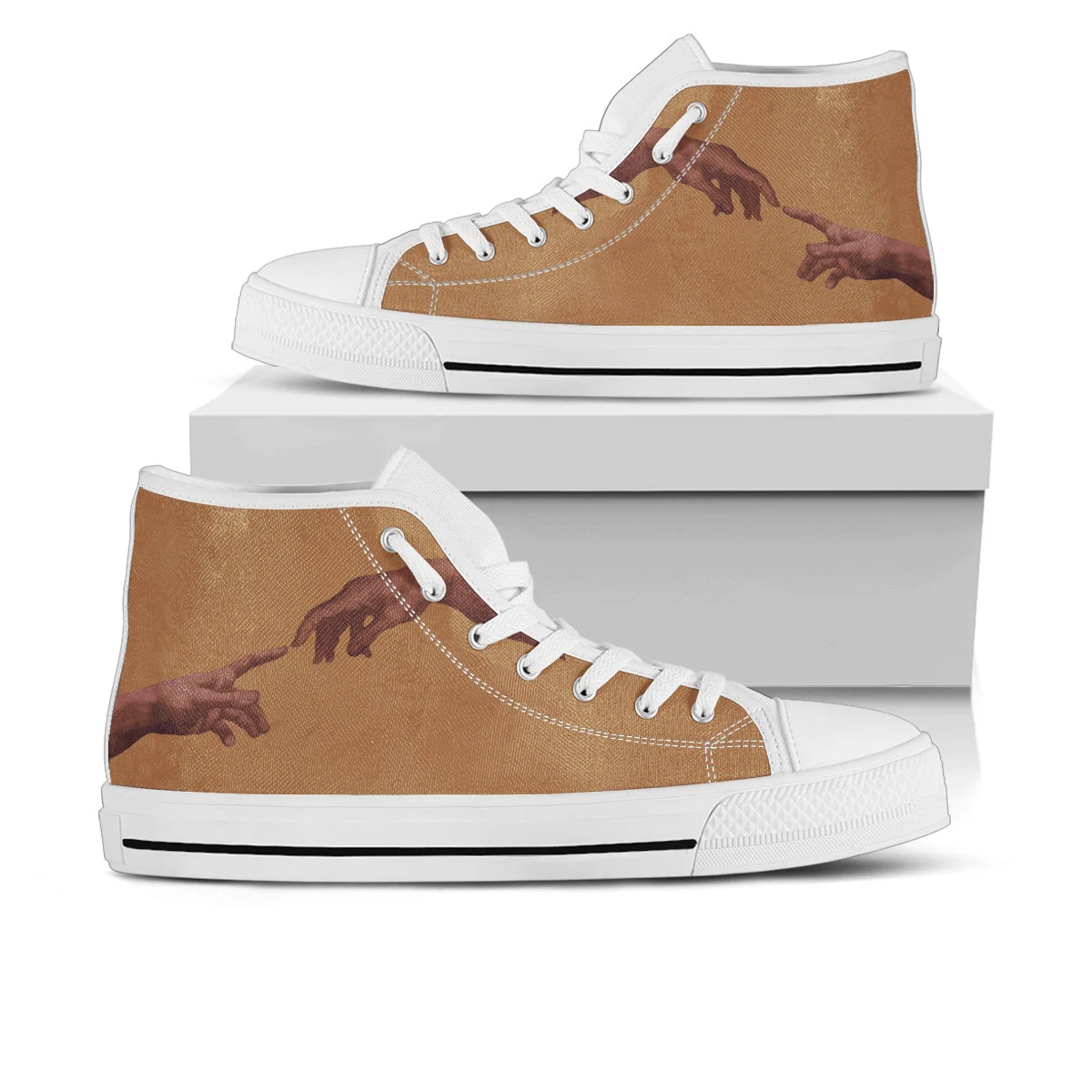 Michelangelo Shoes, Creation of Adam High Top Sneaker, Art Fan Converse style hightop, custom shoe, mom dad child shoe