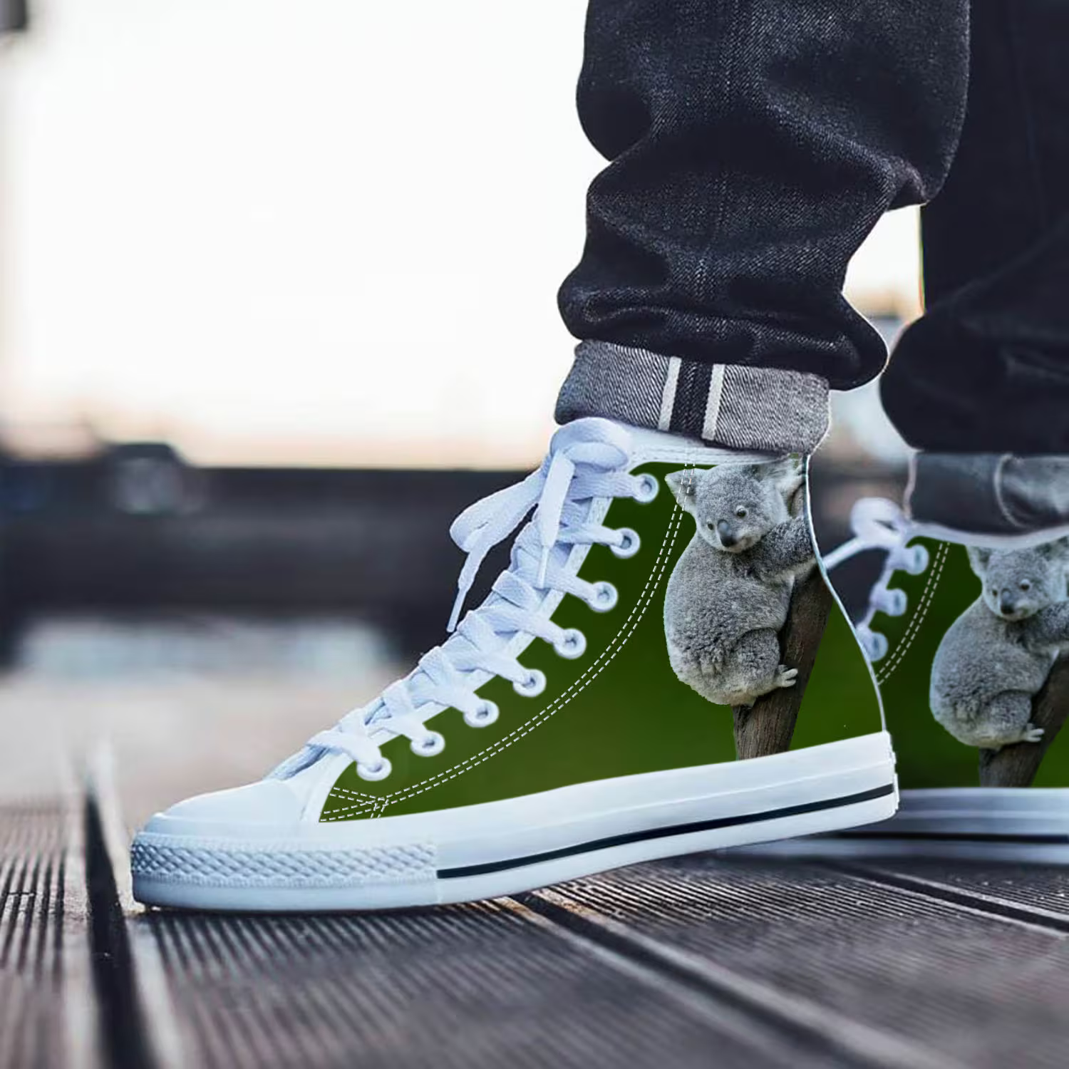 Koala Shoes, Koala High Top Sneaker, Animal Fan Converse style hightop, custom shoe, mom dad child shoe