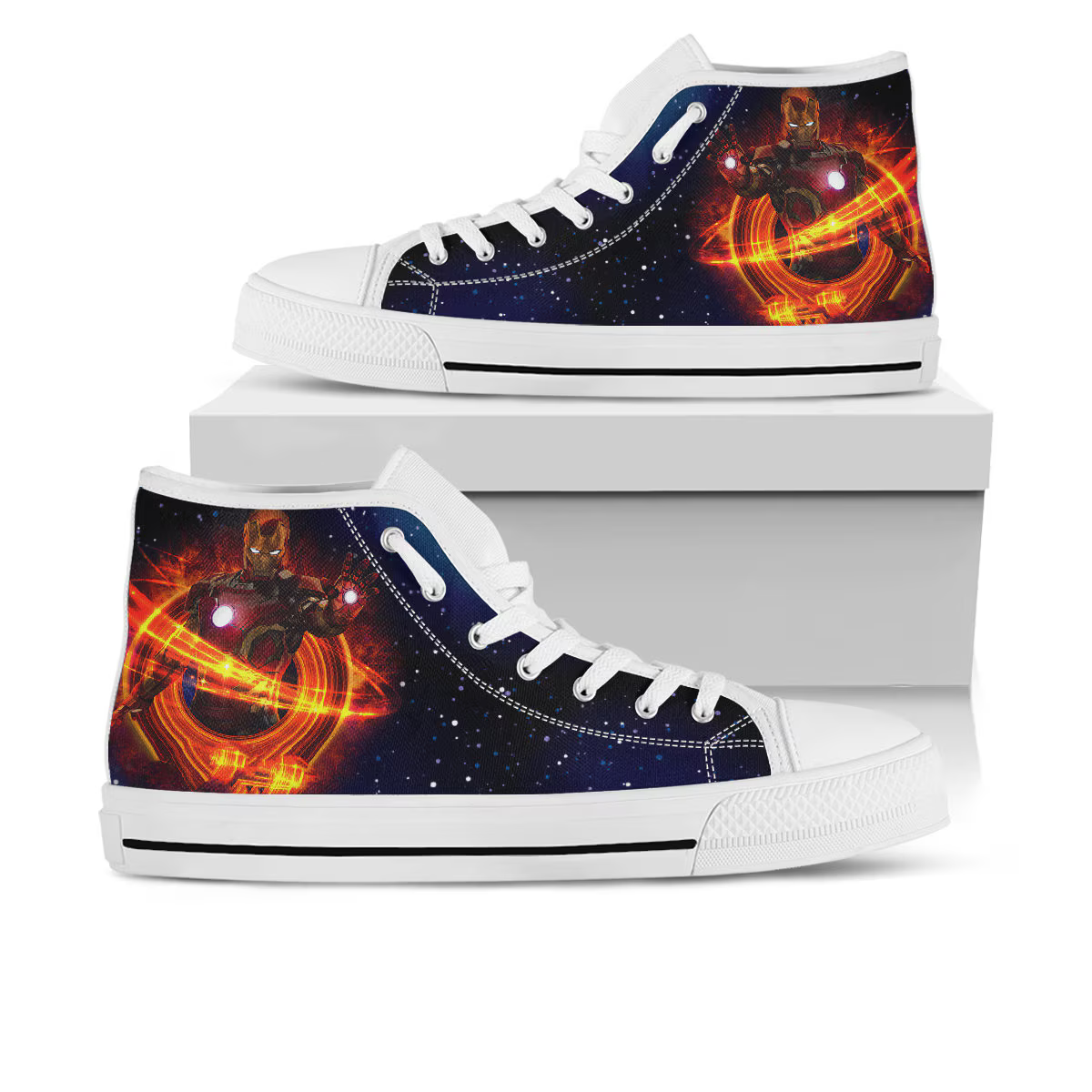 Iron Man Shoes, Iron Man High Top Sneaker, Comic Fan Converse style hightop, custom shoe, mom dad child shoe