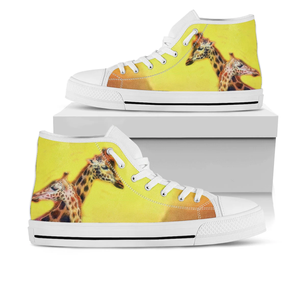 Giraffe Shoes, Giraffe High Top Sneaker, Animal Fan Converse style hightop, custom shoe, mom dad child shoe