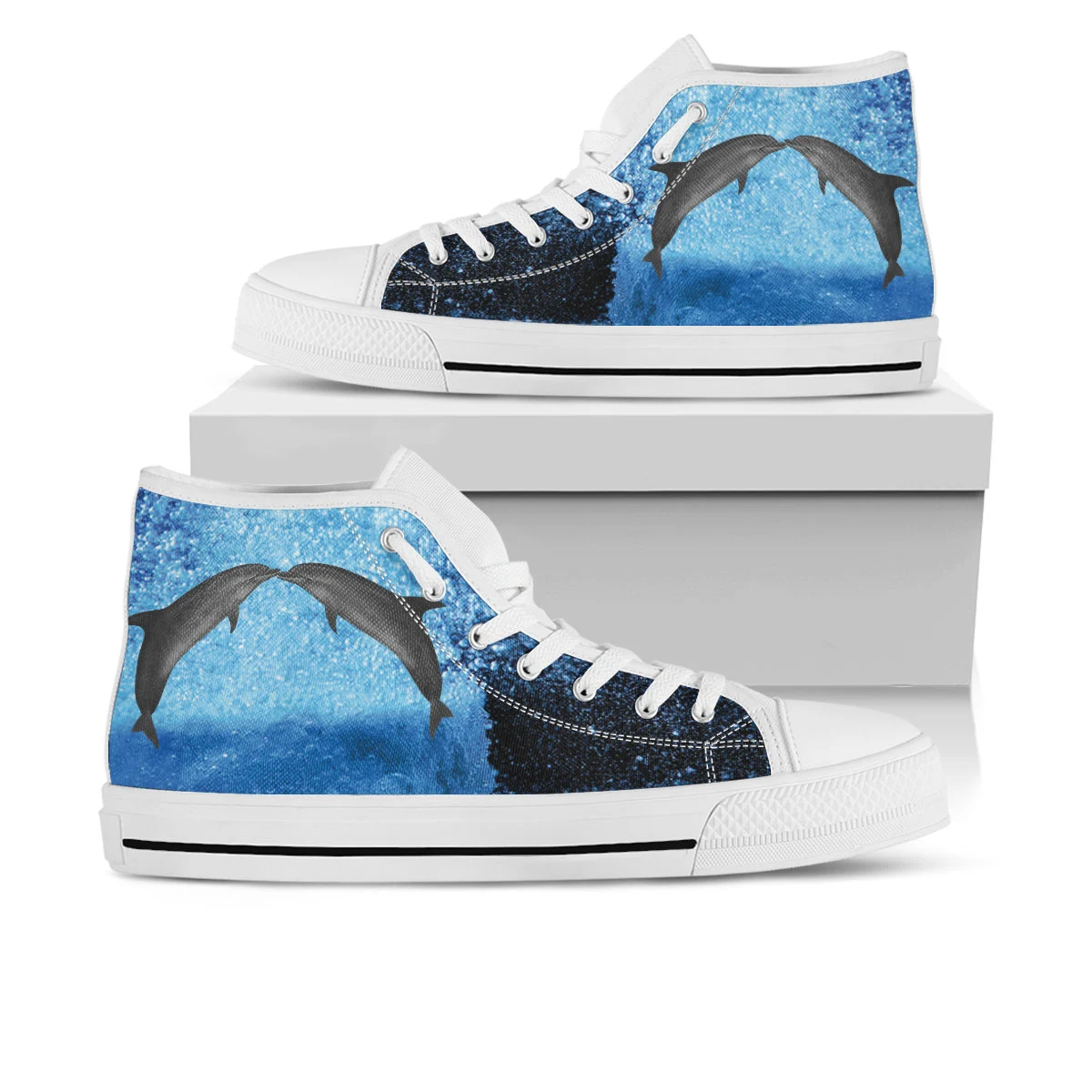 Dolphin Shoes, Dolphin High Top Sneaker, Animal Fan Converse style hightop, custom shoe, mom dad child shoe