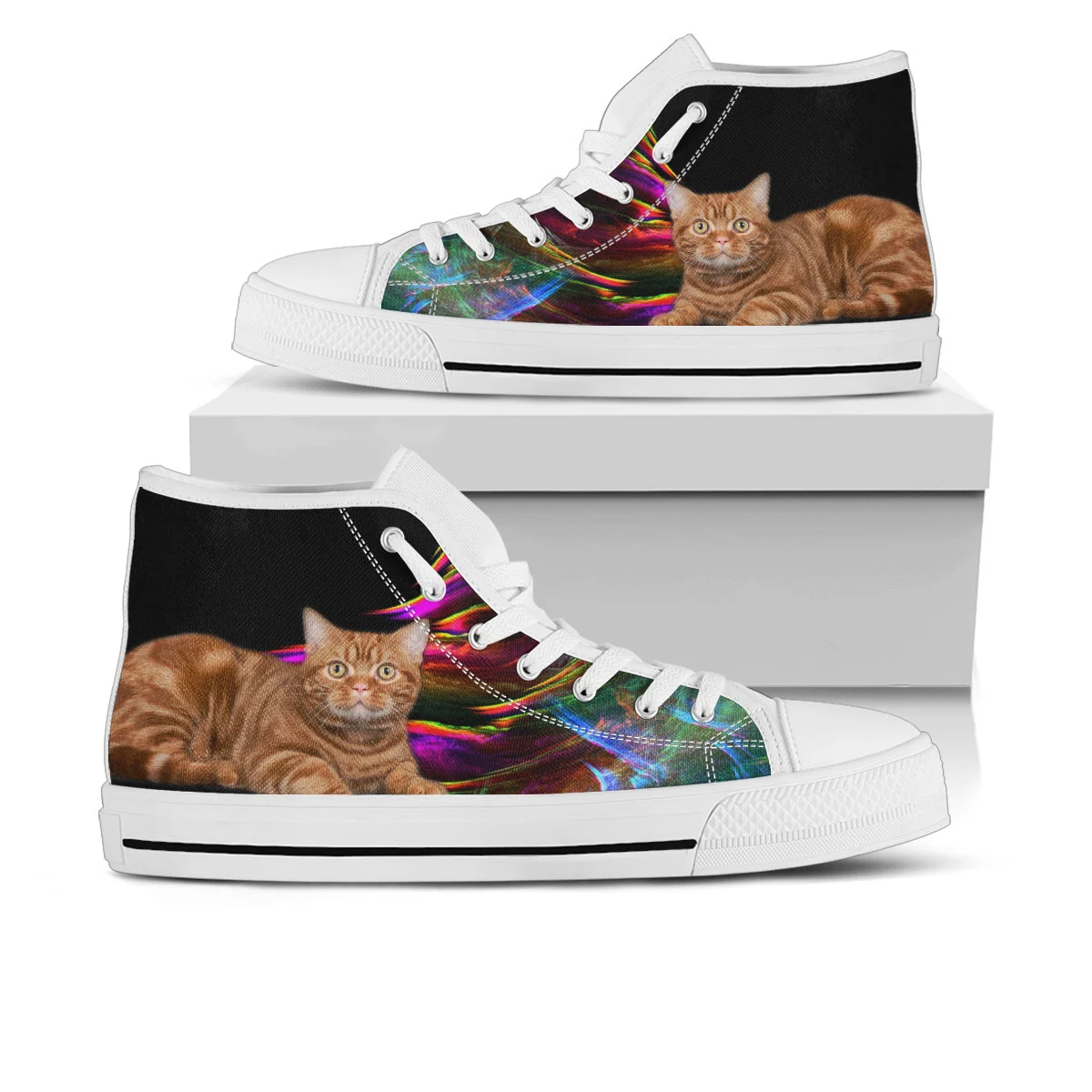 American Shorthair Shoes, American Shorthair High Top Sneaker, Cat Fan Converse style hightop, custom shoe, mom dad child shoe