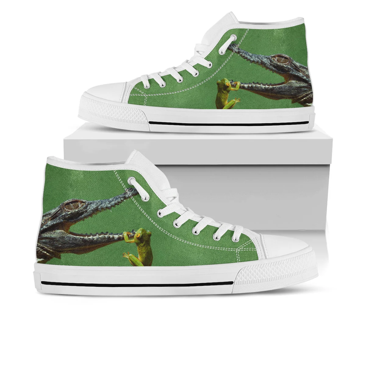 Alligator Shoes, Alligator High Top Sneaker, Reptile Fan Converse style hightop, custom shoe, mom dad child shoe