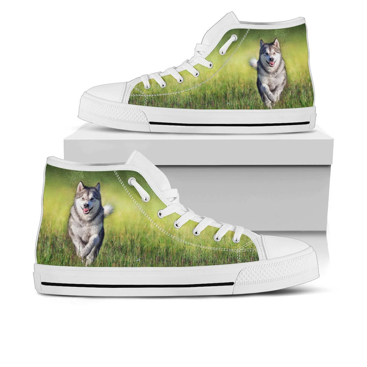 Alaskan Malamute Shoes, Alaskan Malamute High Top Sneaker, Dog Mom & Dad Fan Converse style hightop, custom shoe, mom dad child shoe