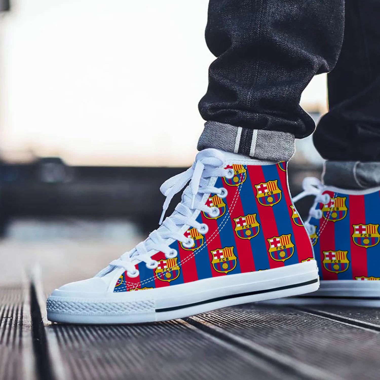 FC Barcelona Shoes, FCB High Top Sneaker, Footbal Soccer Fan Converse style hightop, custom shoe, mom dad child shoe