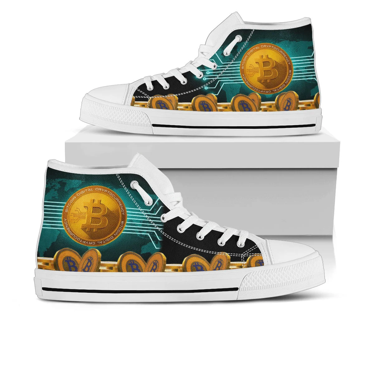 Bitcoin Shoes, Bitcoin High Top Sneaker, Crypto Fan Converse style hightop, custom shoe, mom dad child shoe
