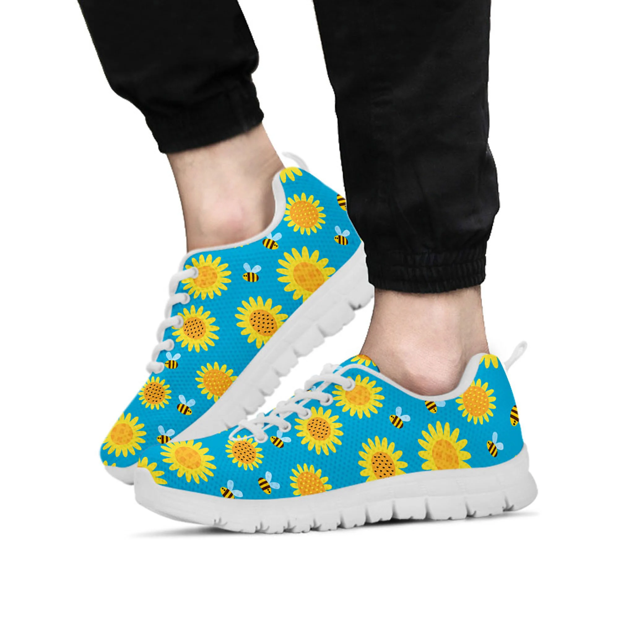 Sunflower Shoes, Sunflower Sneaker, Bee Floral Lover tennis shoe, custom shoe, mom dad child shoe