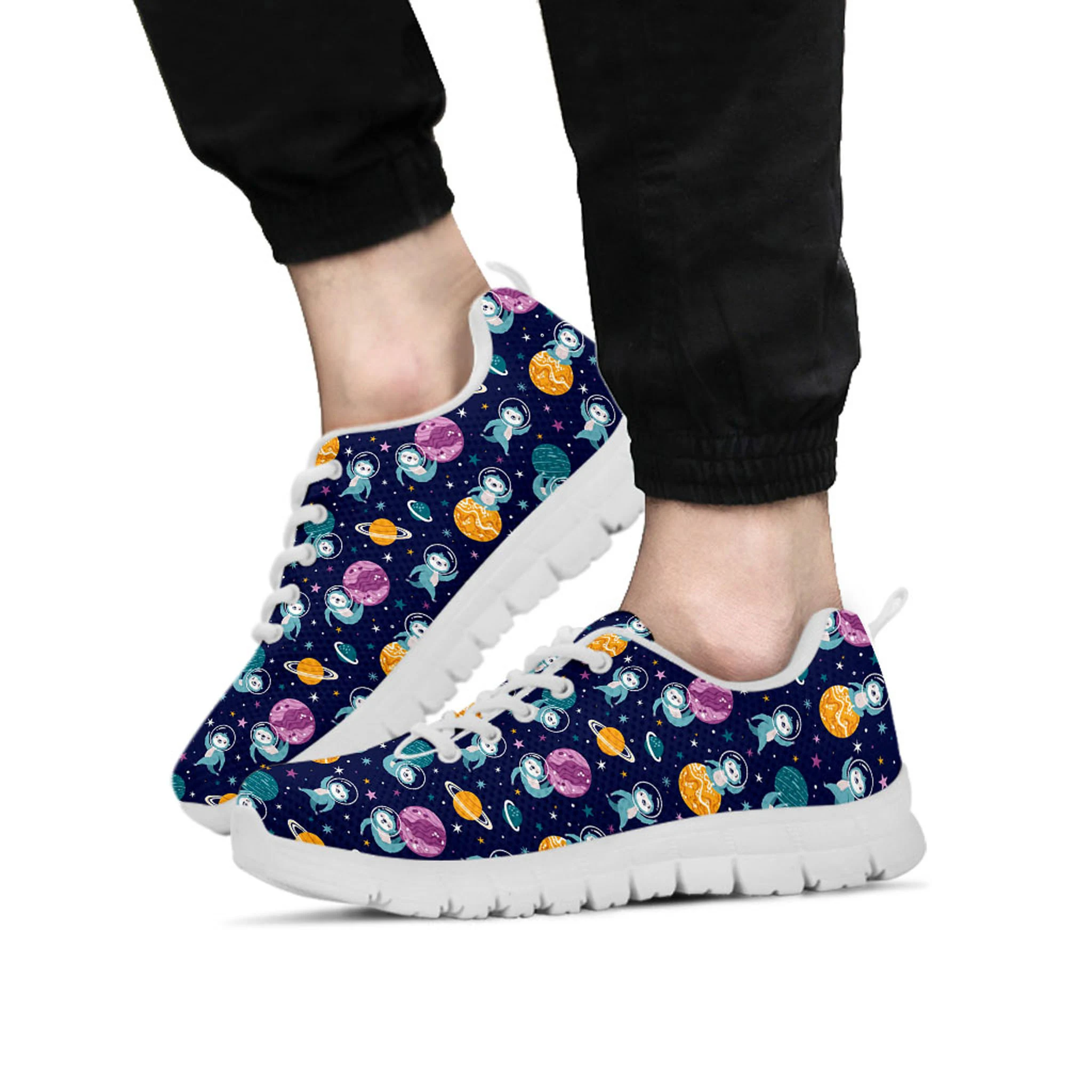 Space Sloth Shoes, Space Sloth Sneaker, Space Sloth Animal Lover tennis shoe, custom shoe, mom dad child shoe