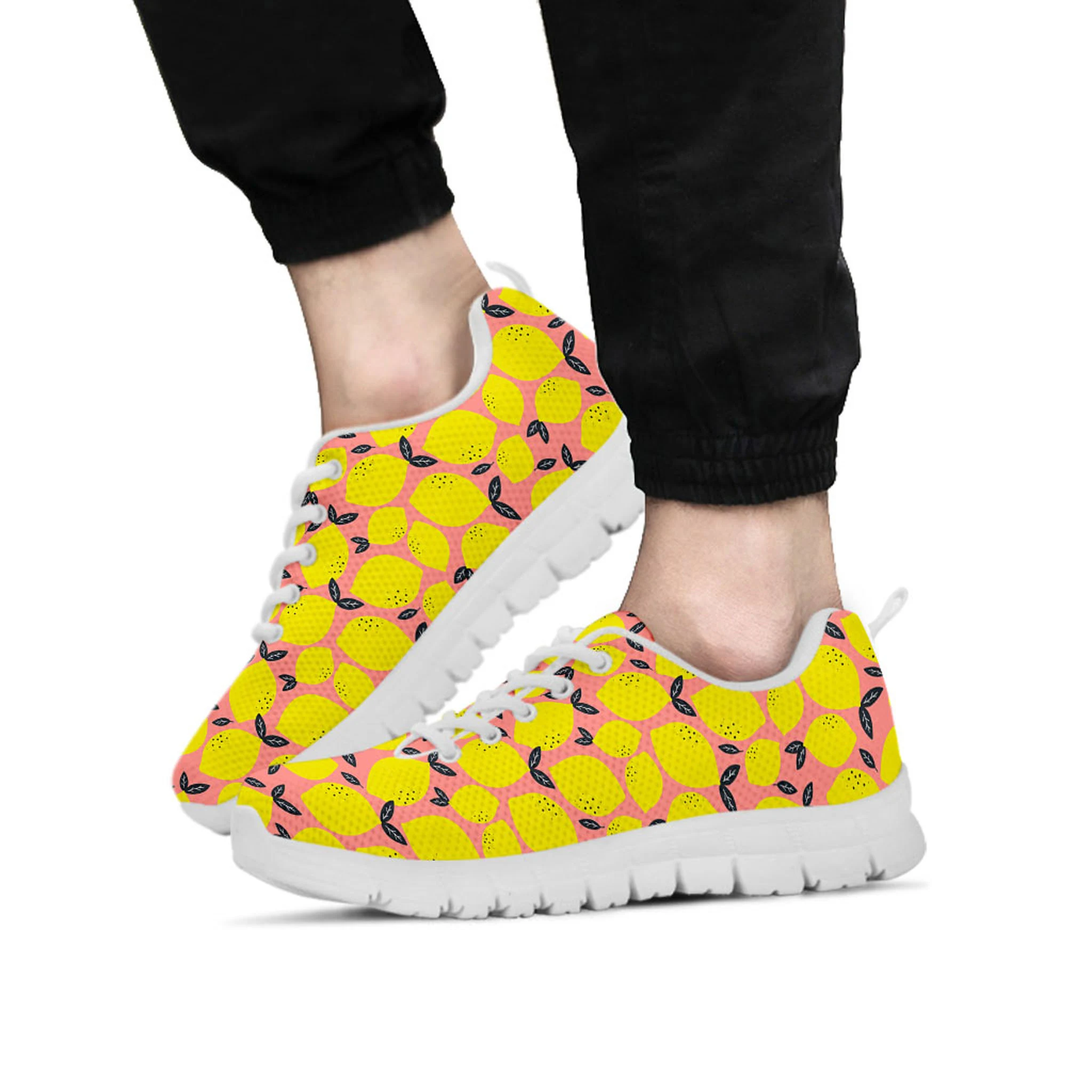 Lemon Shoes, Lemon Sneaker, Fruit Citrus Lover tennis shoe, custom shoe, mom dad child shoe