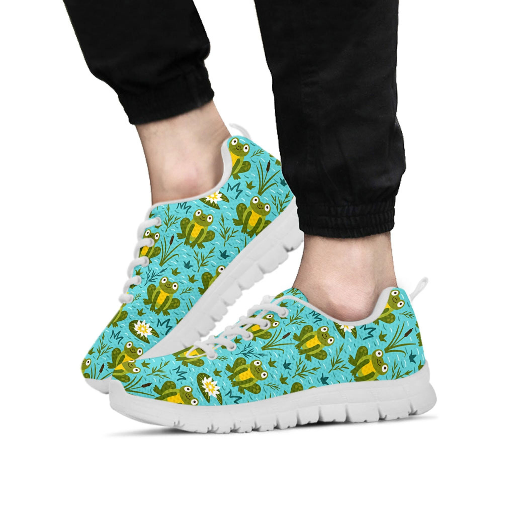 Frogs Shoes, Frog Sneaker, Animal Lover tennis shoe, custom shoe, mom dad child shoe