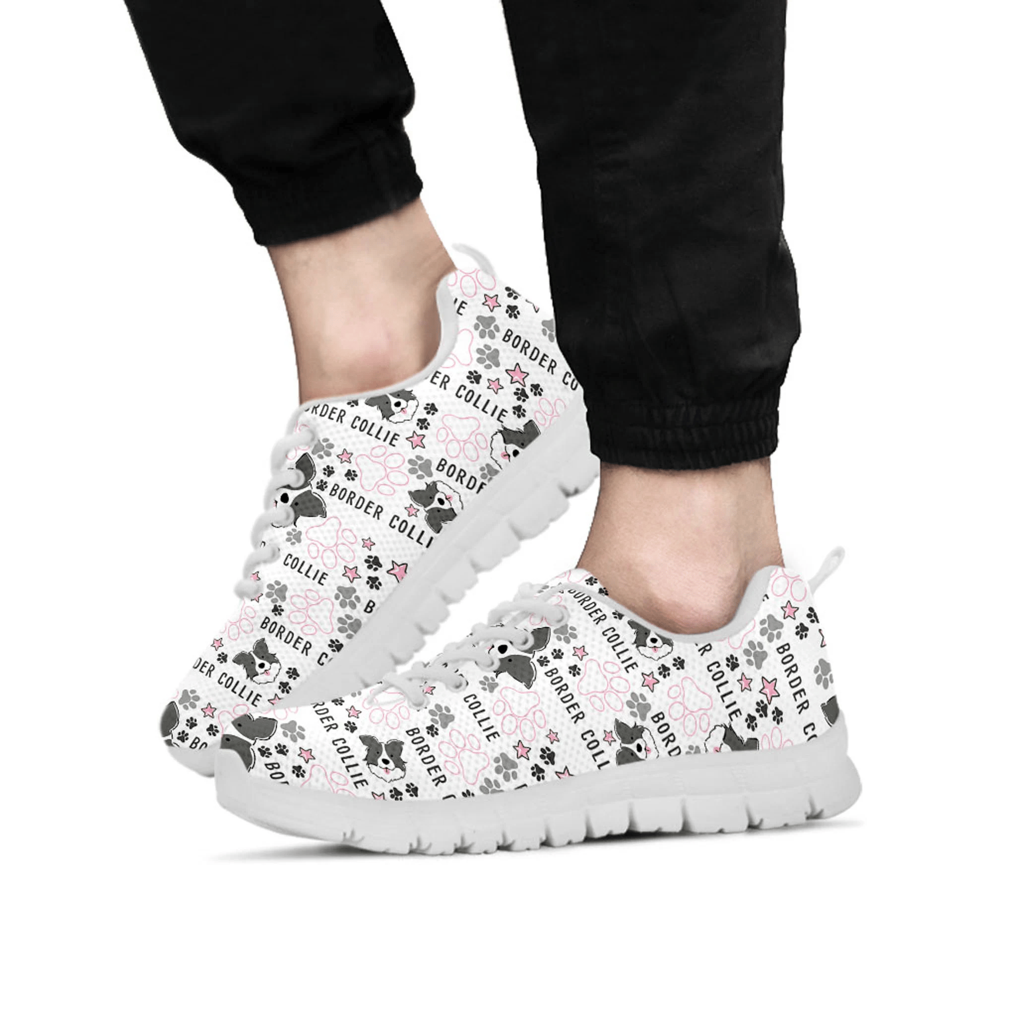 Border Collie Shoes, Border Collie Sneaker, Dog Lover tennis shoe, custom shoe, mom dad child shoe