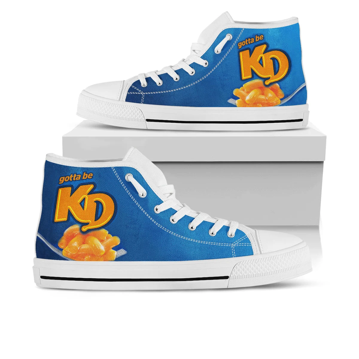 Kraft Dinner Shoes, Kraft Dinner High Top Sneaker, Junk Food Fan Converse style hightop, custom shoe, mom dad child shoe