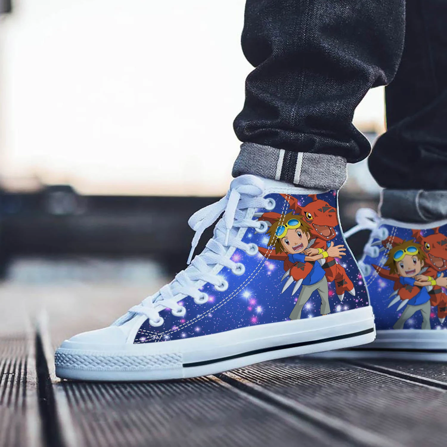 Digimon Shoes, Digimon High Top Sneaker, Anime Fan Converse style hightop, custom shoe, mom dad child shoe