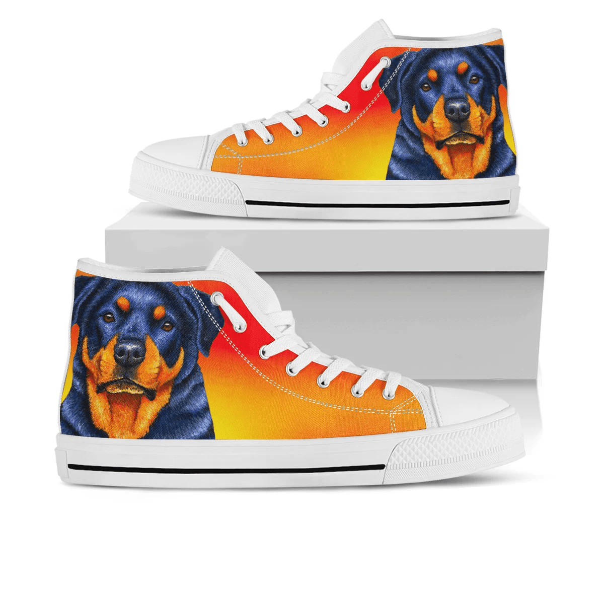 Rottweiler Shoes, Rottweiler High Top Sneaker, Dog Fan Converse style hightop, custom shoe, mom dad child shoe
