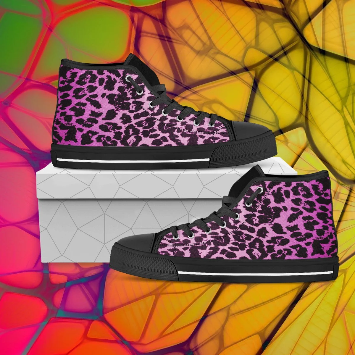 Clone of Leopard Print shoe, Leopard skin, Converse-style hightop, abstract pattern, Christmas gift, custom shoe, mom dad child shoe,