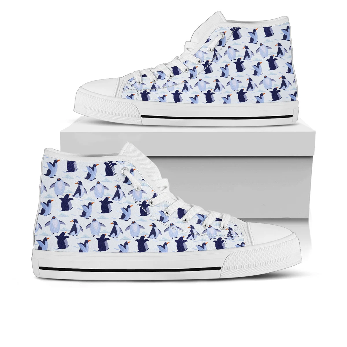 Penguin Shoes, Penguin High Top Sneaker, Animal Fan Converse style hightop, custom shoe, mom dad child shoe