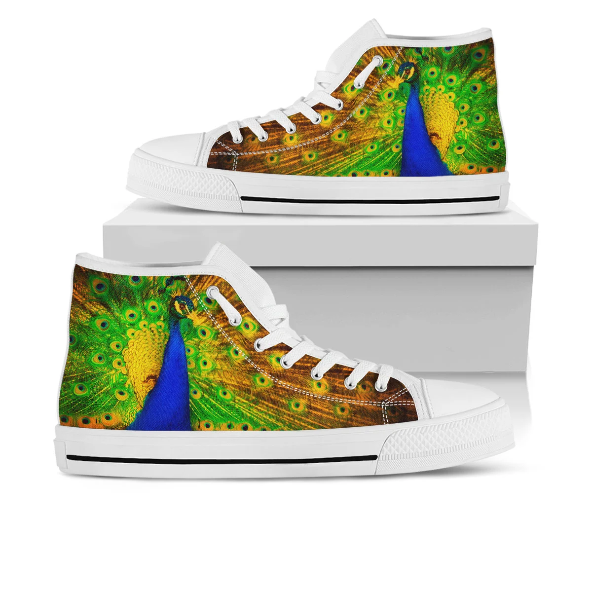 Peacock Shoes, Peacock High Top Sneaker, Animal Fan Converse style hightop, custom shoe, mom dad child shoe