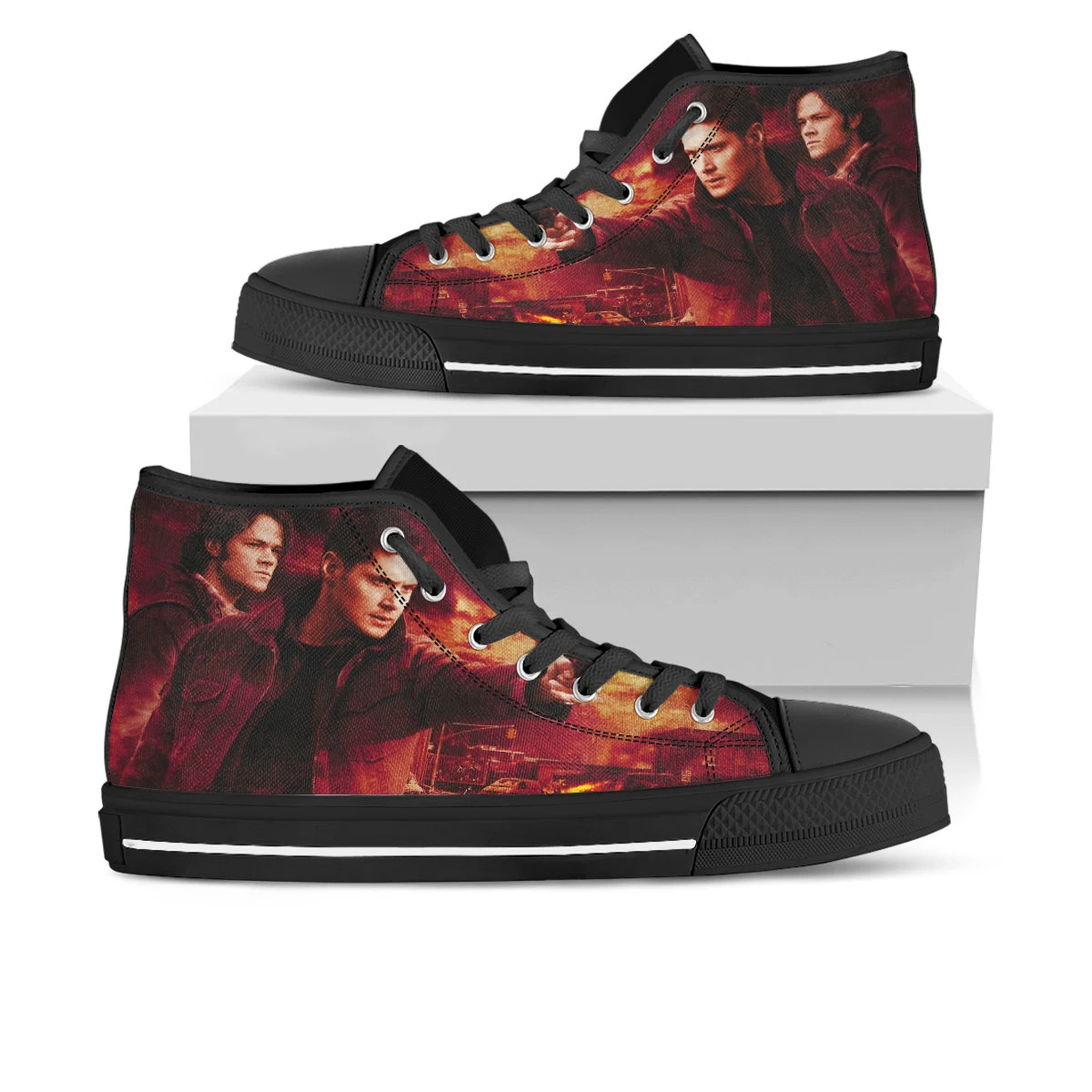 Supernatural Shoes, Supernatural High Top Sneaker, Winchester Fan Converse style hightop, custom shoe, mom dad child shoe