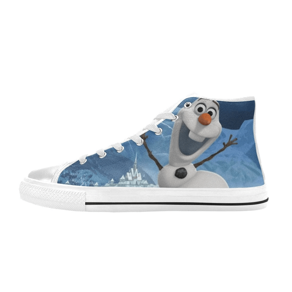 Frozen Olaf Shoes, Frozen Olaf High Top Sneaker, Fan Converse style hightop, custom shoe, mom dad child shoe