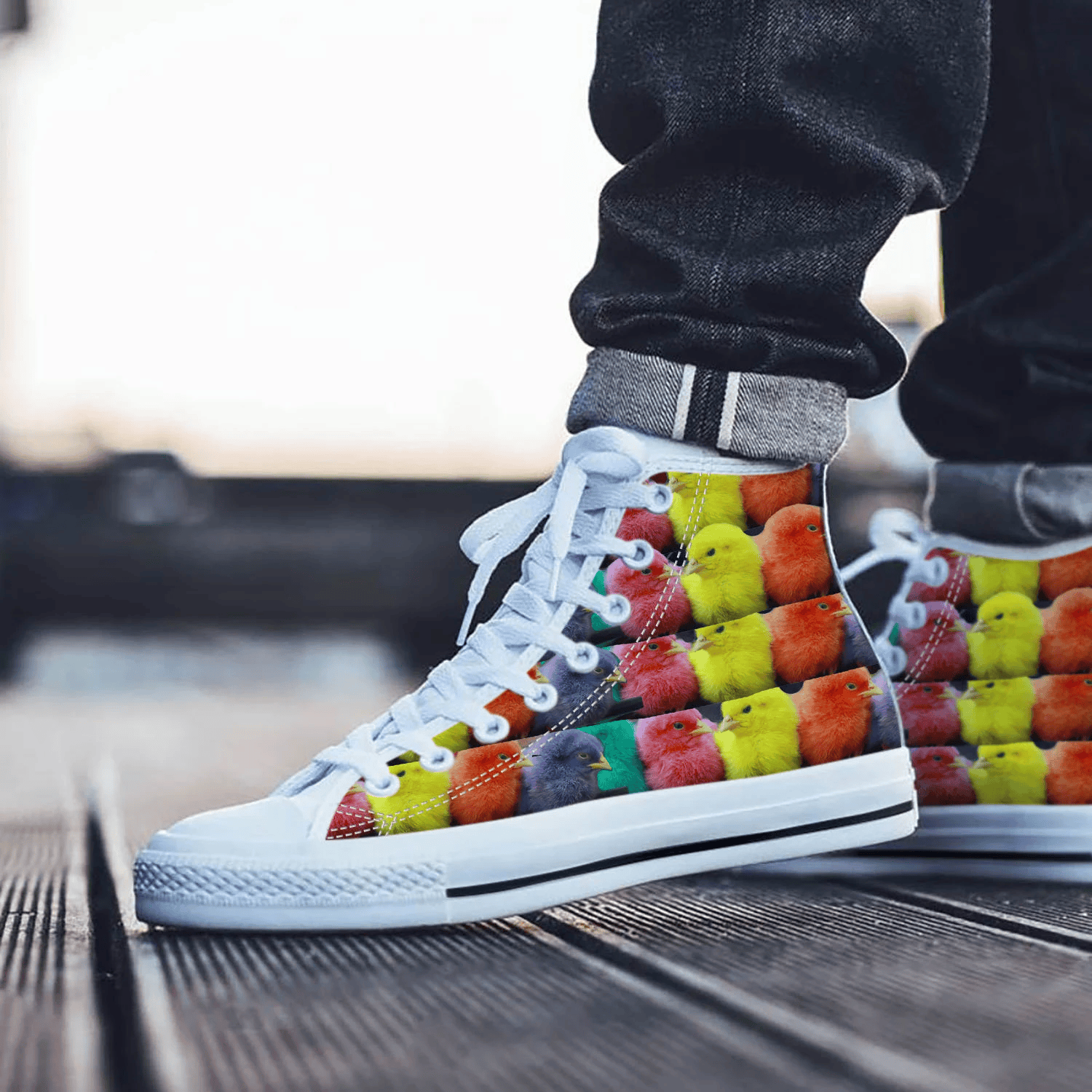 Chicken Shoes, Chicken High Top Sneaker, Animal Fan Converse style hightop, custom shoe, mom dad child shoe