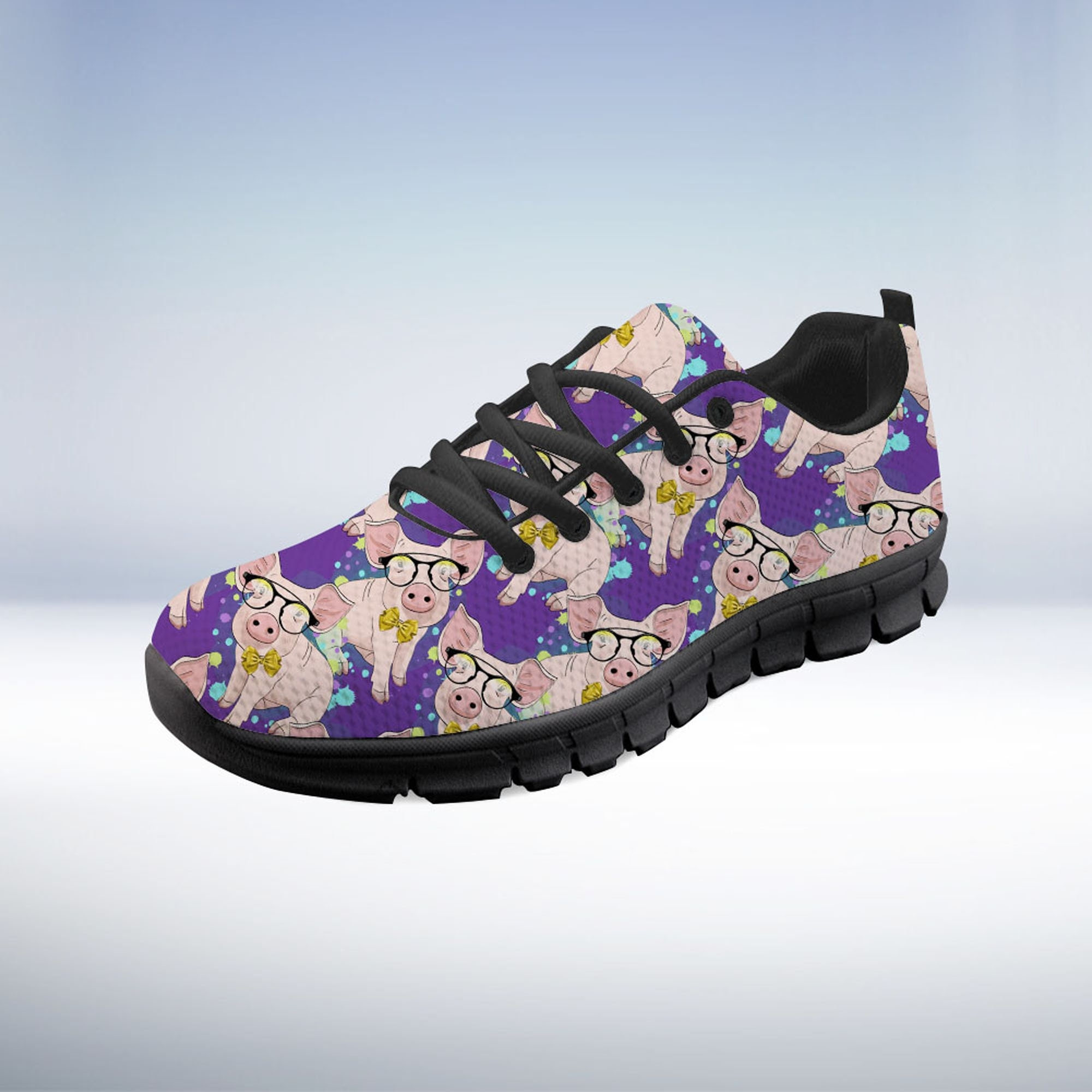 Hipster Pig Shoes, Pig Sneaker, Animal Lover tennis shoe, custom shoe, mom dad child shoe