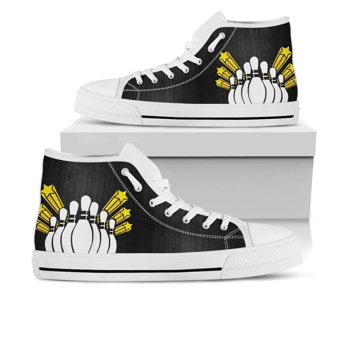 Bowling Shoes, Bowling High Top Sneaker, Bowling Fan Converse style hightop, custom shoe, mom dad child shoe
