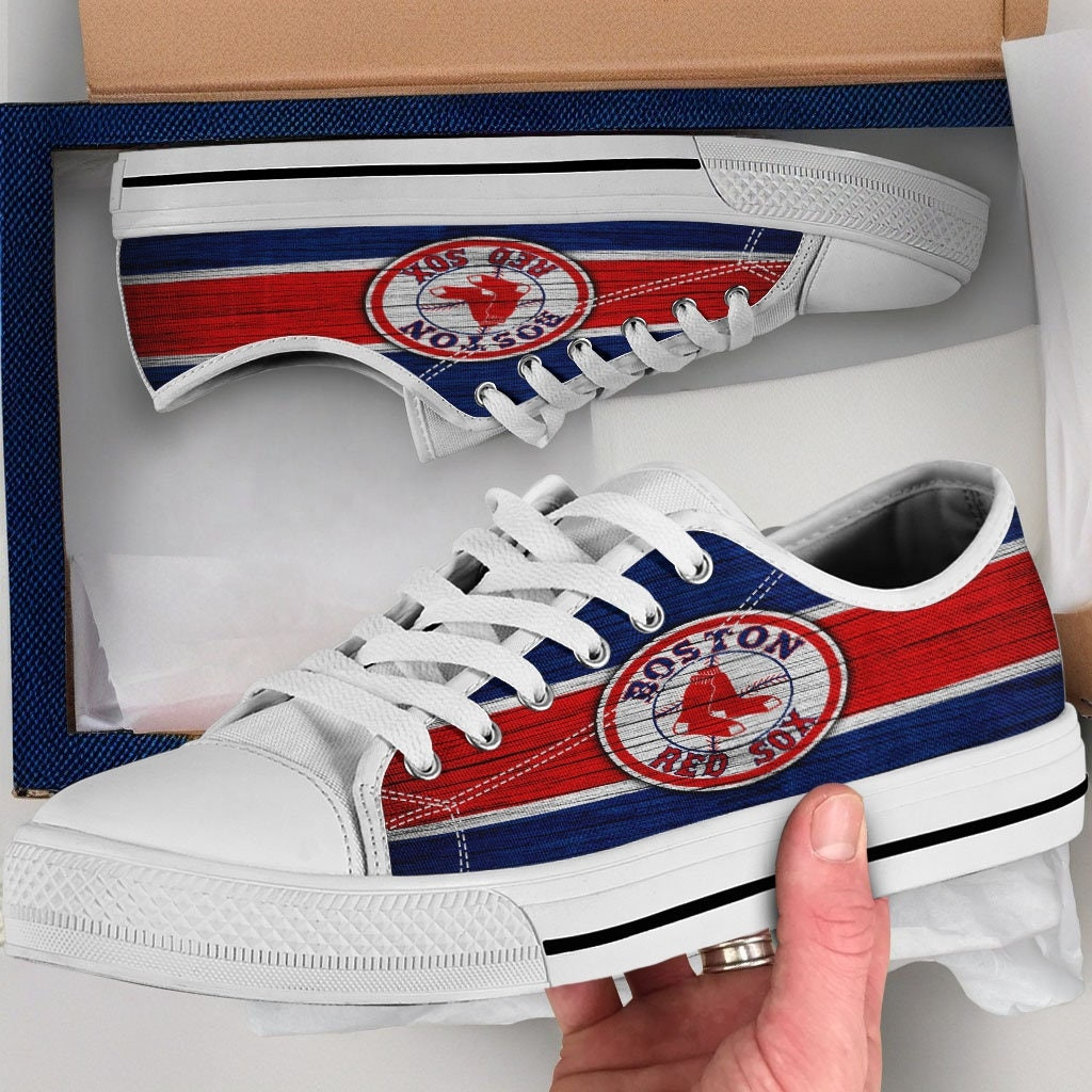Boston Red Sox sneakers, Red Sox canvas shoes, MLB team shoes, Boston fan footwear, sports team sneakers, baseball shoes, men's casual shoes
