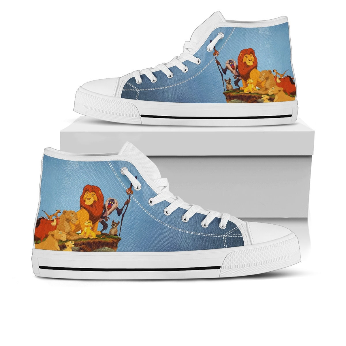 Lion King Shoes, Lion King High Top Sneaker, Lion King Fan Converse style hightop, custom shoe, mom dad child shoe