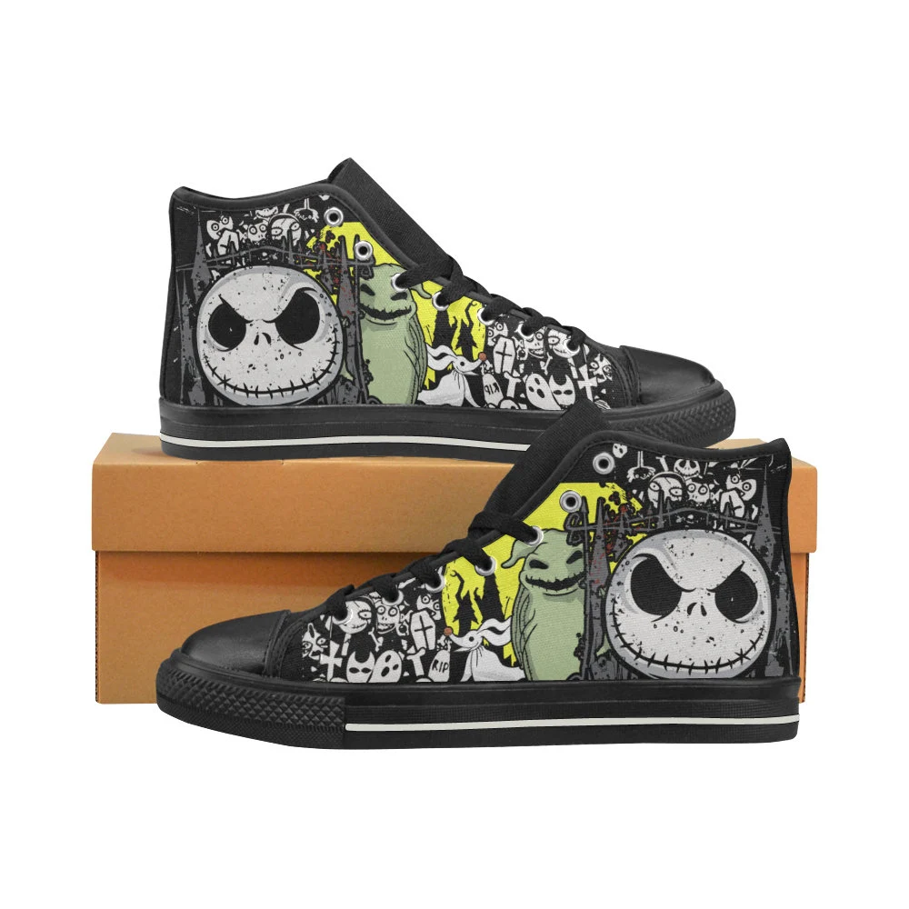 Nightmare Before Christmas Shoes, Jack Skellington High Top Sneaker, Halloween Fan Converse style hightop, custom shoe, mom dad child shoe