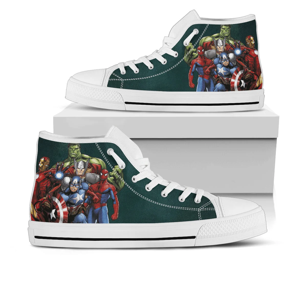 Avengers Shoes, Avengers High Top Sneaker, Comic Fan Converse style hightop, custom shoe, mom dad child shoe