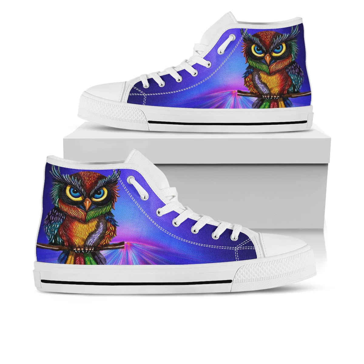 Owl Shoes, Owl High Top Sneaker, Animal Fan Converse style hightop, custom shoe, mom dad child shoe