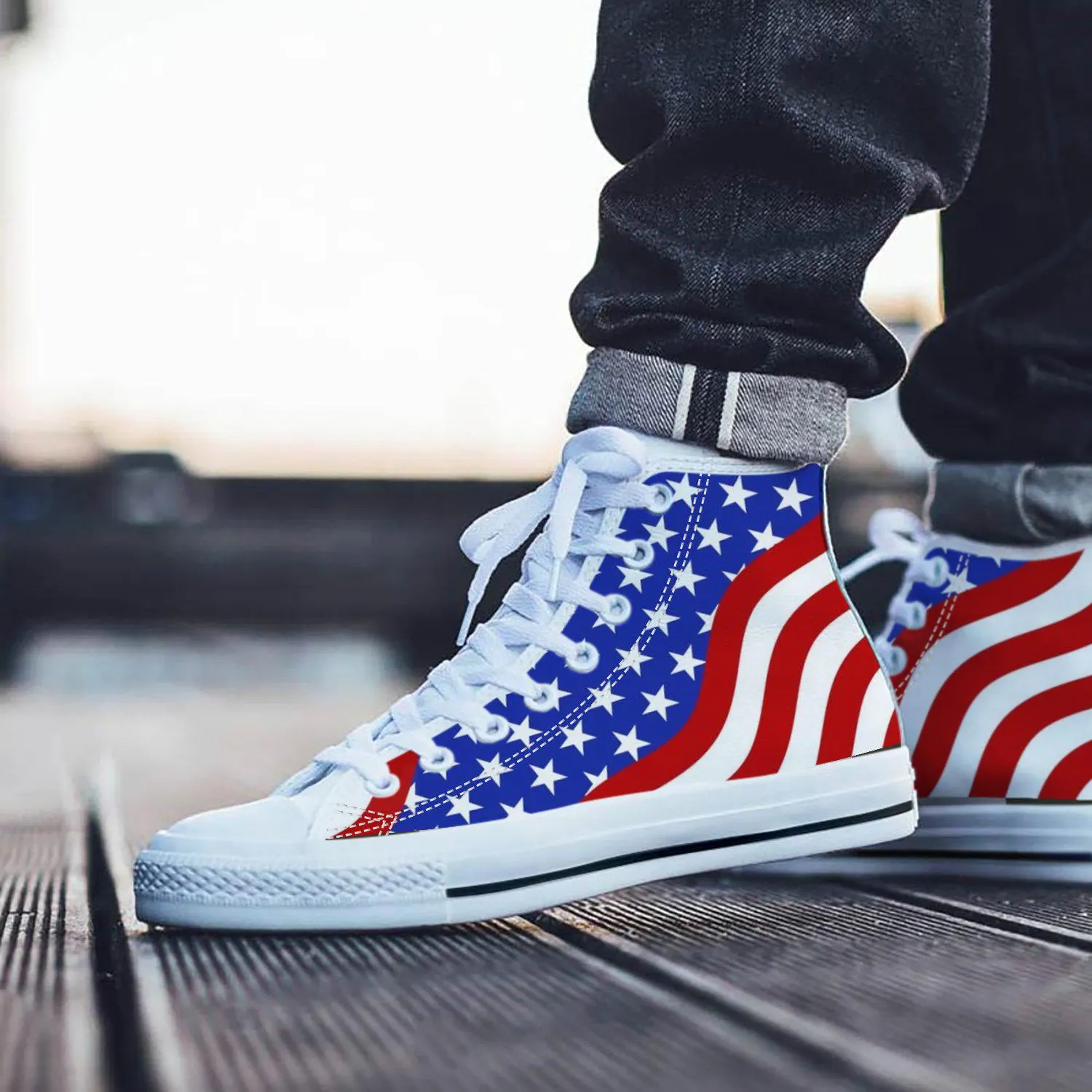 USA Flag Converse Style Shoes, American Flag Sneakers, Patriotic Footwear, Stars and Stripes Converse Shoes, Stylish Casual Sneakers