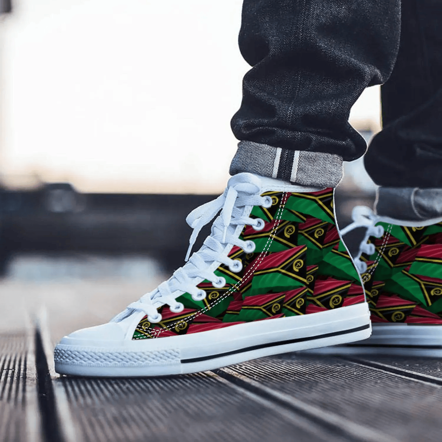 Vanuatu Shoes, Vanuatu High Top Sneaker, Vanuatu Fan Converse style hightop, custom shoe, mom dad child shoes