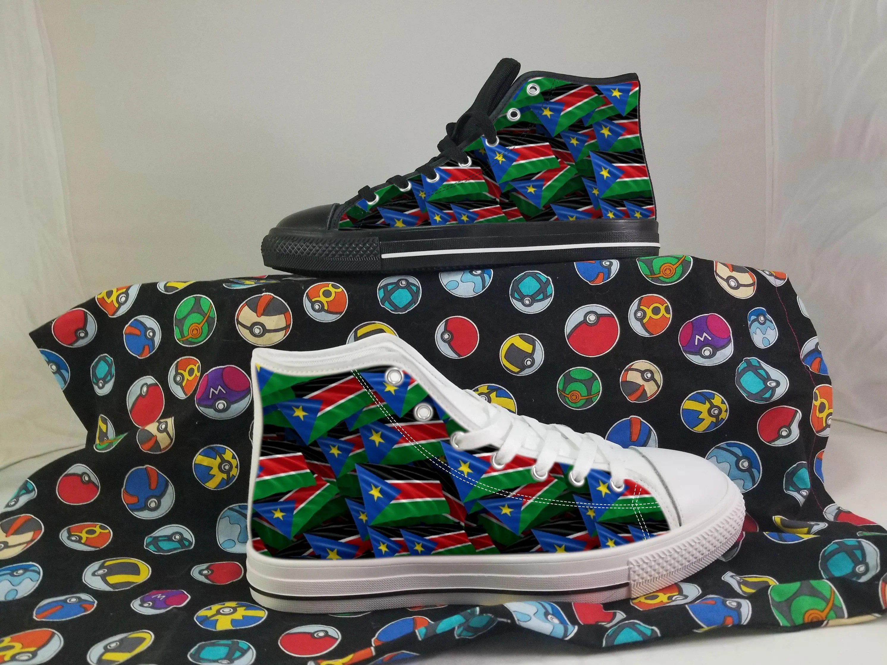 South Sudan Shoes, South Sudan High Top Sneaker, South Sudan Fan Converse style hightop, custom shoe, mom dad child shoes