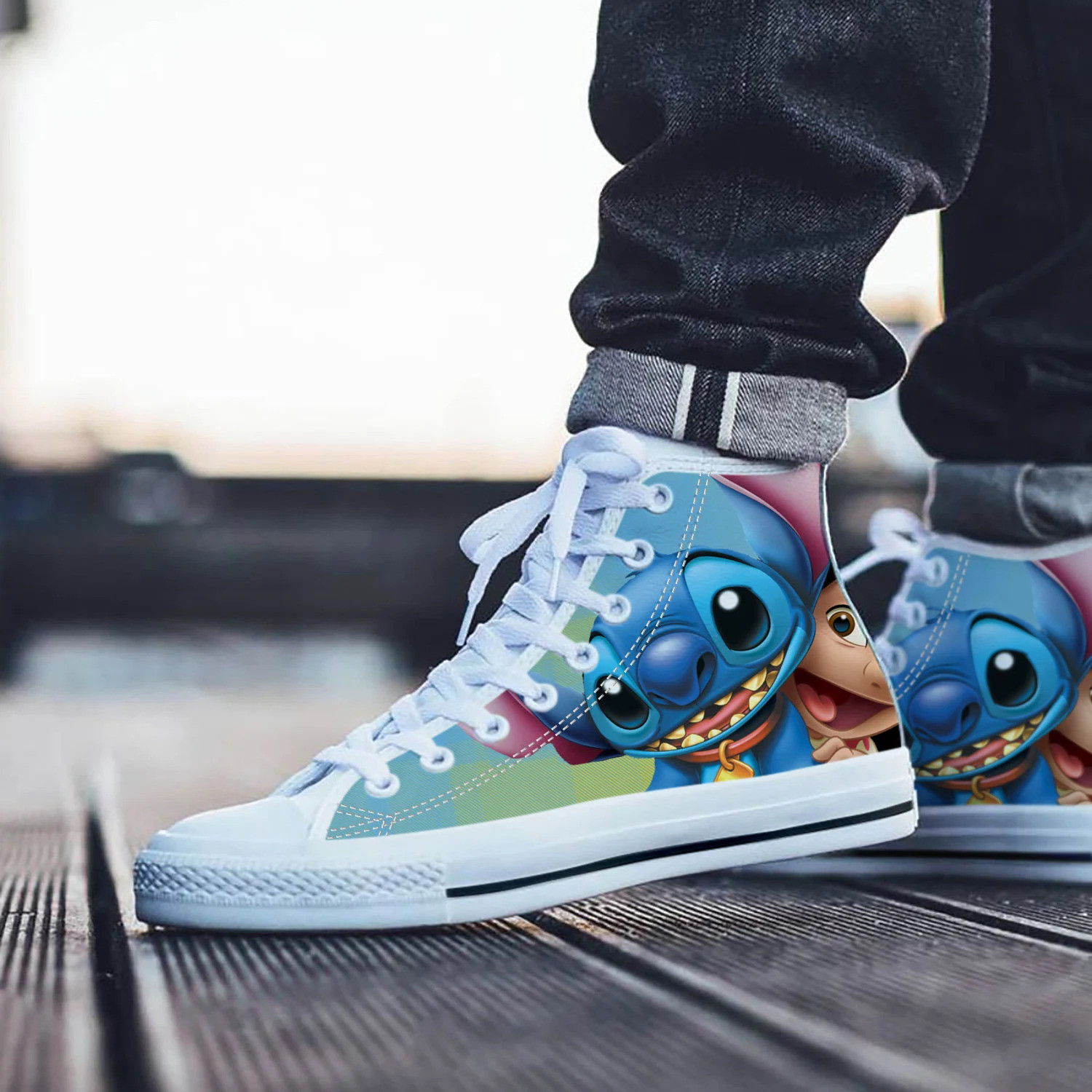 Lilo and Stitch Shoes, Lilo and Stitch High Top Sneaker, Lilo and Stitch Fan Converse style hightop, custom shoe, mom dad child shoe