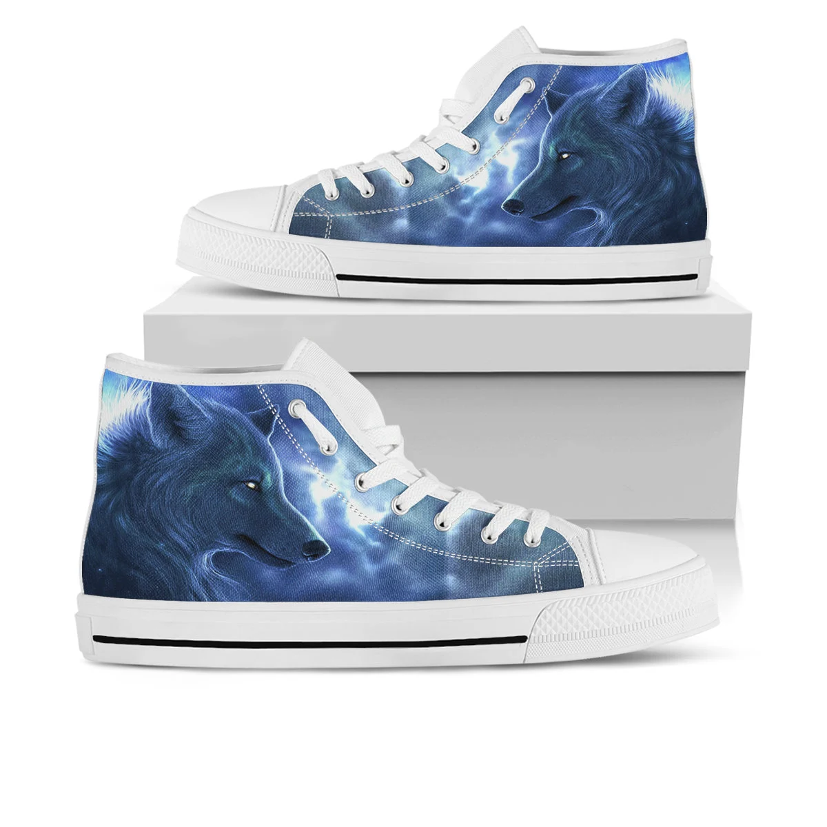 Wolves Shoes, Wolf High Top Sneaker, Animal Fan Converse style hightop, custom shoe, mom dad child shoe