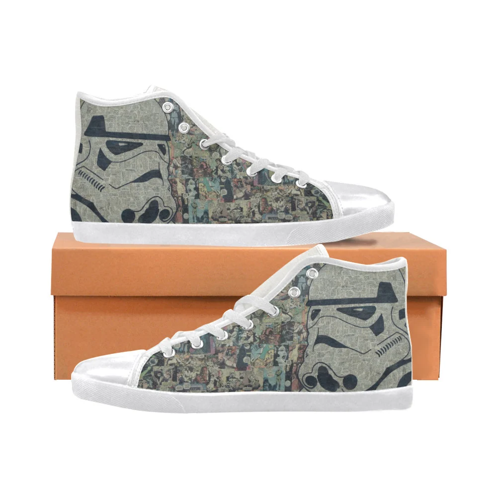 Star Wars Storm Trooper Shoes, Storm Trooper High Top Sneaker, Star Wars Fan Converse style hightop, custom shoe, mom dad child shoe