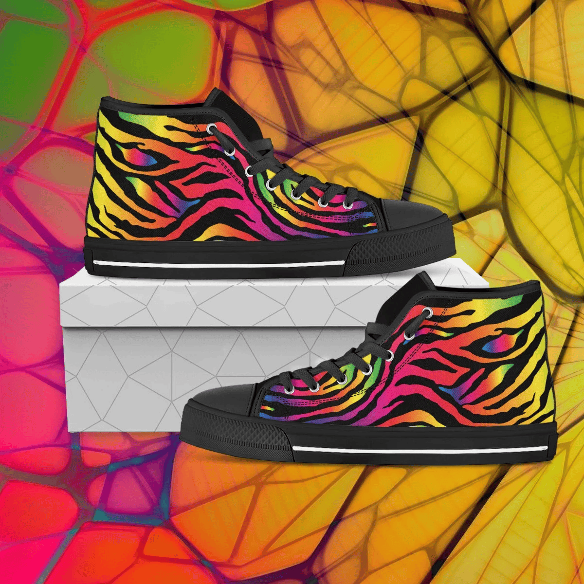 Zebra Print shoe, Zeebra multi color, Converse-style hightop, abstract pattern, Christmas gift, custom shoe, mom dad child shoe,