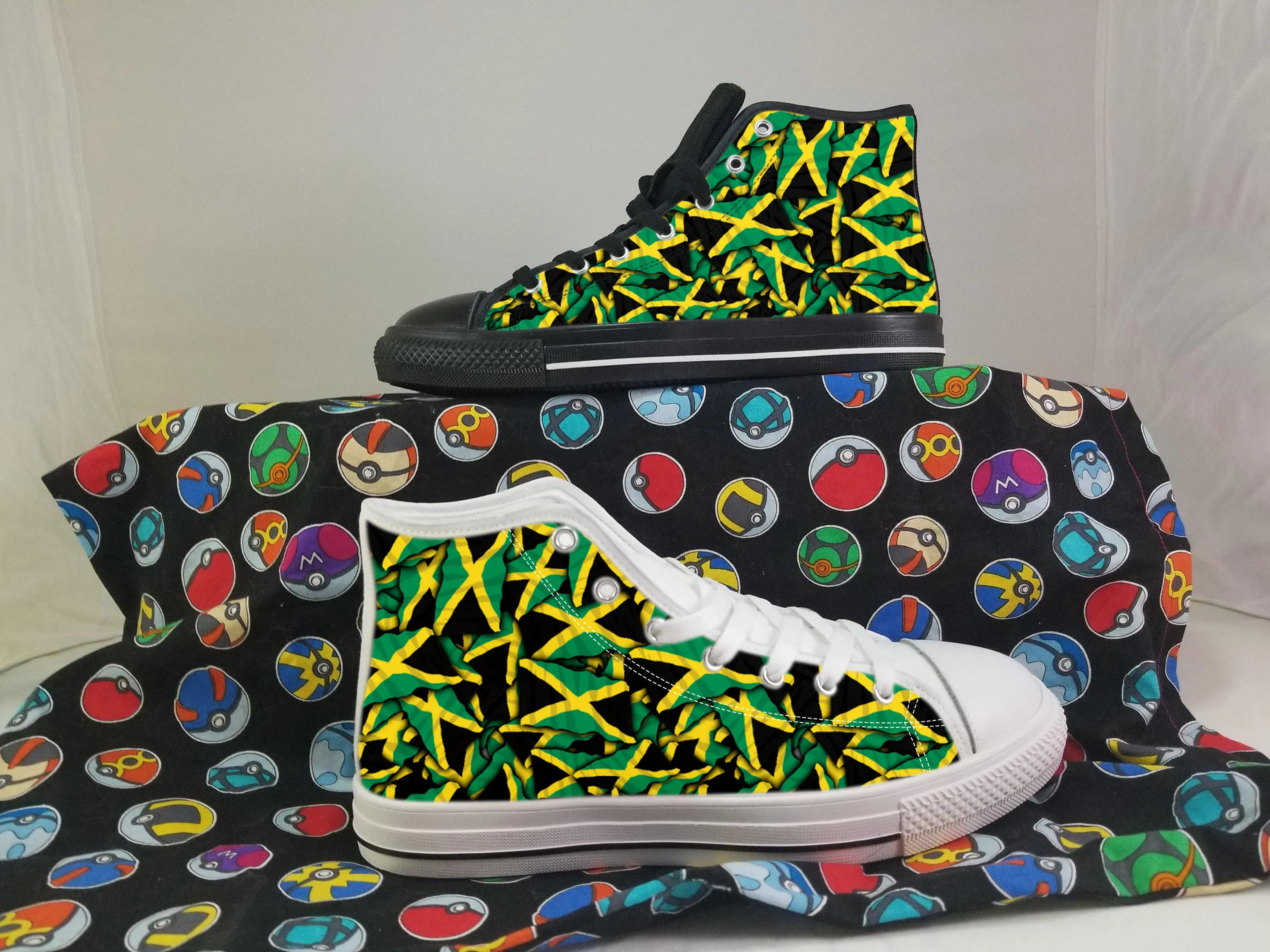Jamaica Shoes, Jamaica High Top Sneaker, Jamaica Fan Converse style hightop, custom shoe, mom dad child shoe