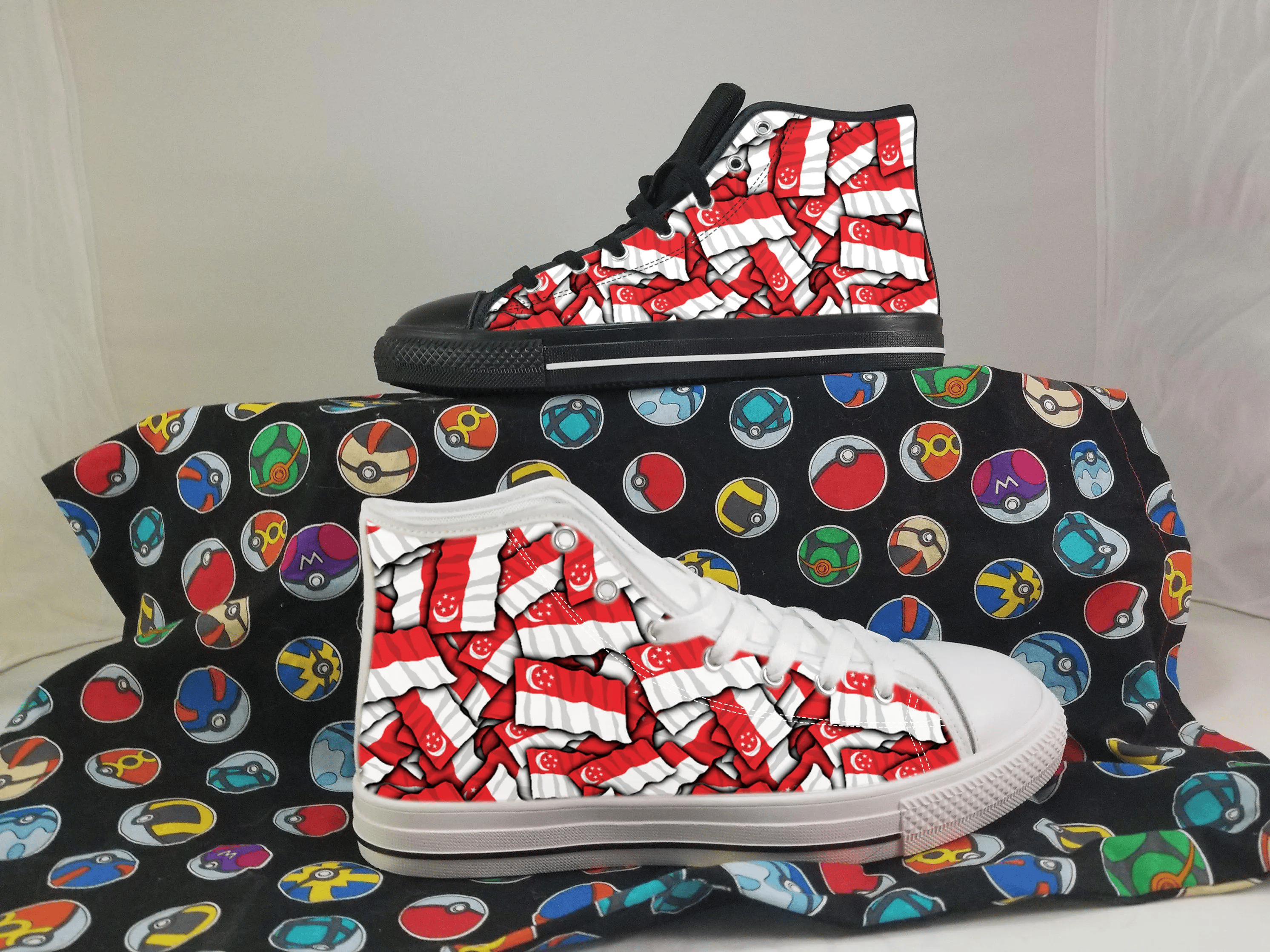 Singapore Shoes, Singapore High Top Sneaker, Singapore Fan Converse style hightop, custom shoe, mom dad child shoes