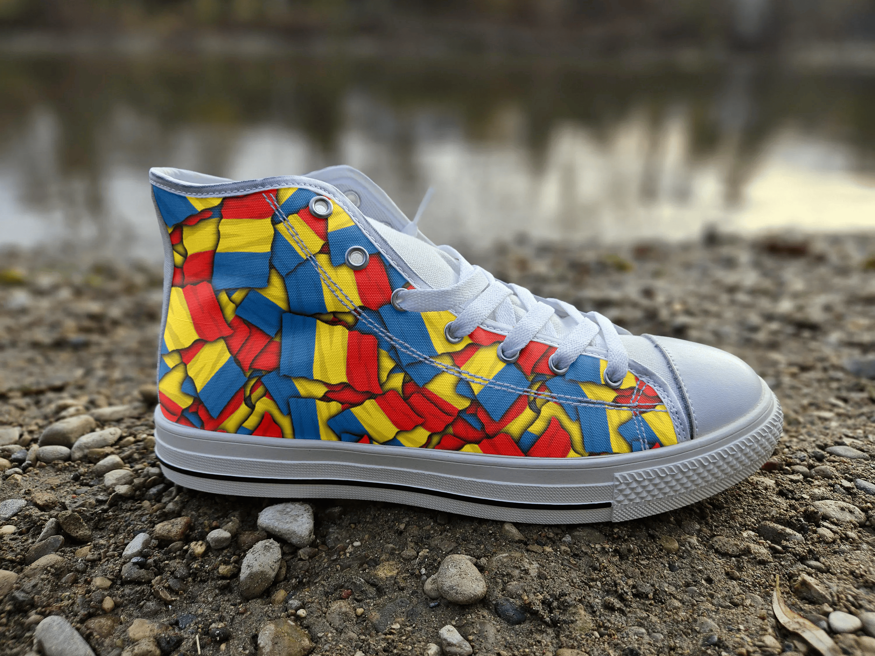 Romania Flag Converse Style Canvas Sneakers, Romania Converse Style High Tops, Comfort Walking Shoes, Romania Pattern Shoes mens womens kids
