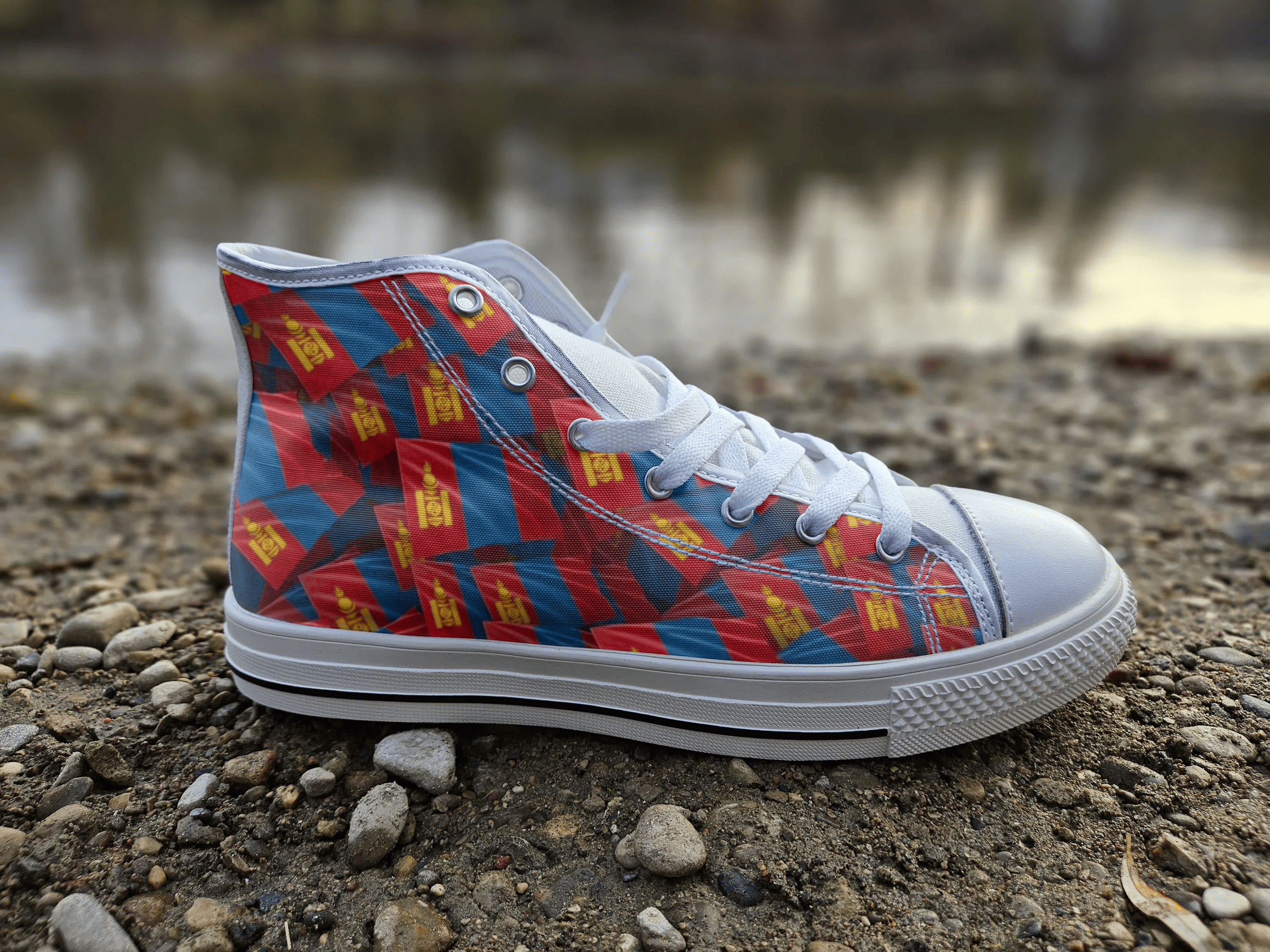 Mongolia Flag Converse Style Canvas Sneakers, Mongolia Converse Style High Tops, Comfort Walking Shoes, Mongolia Pattern Shoes mens womens