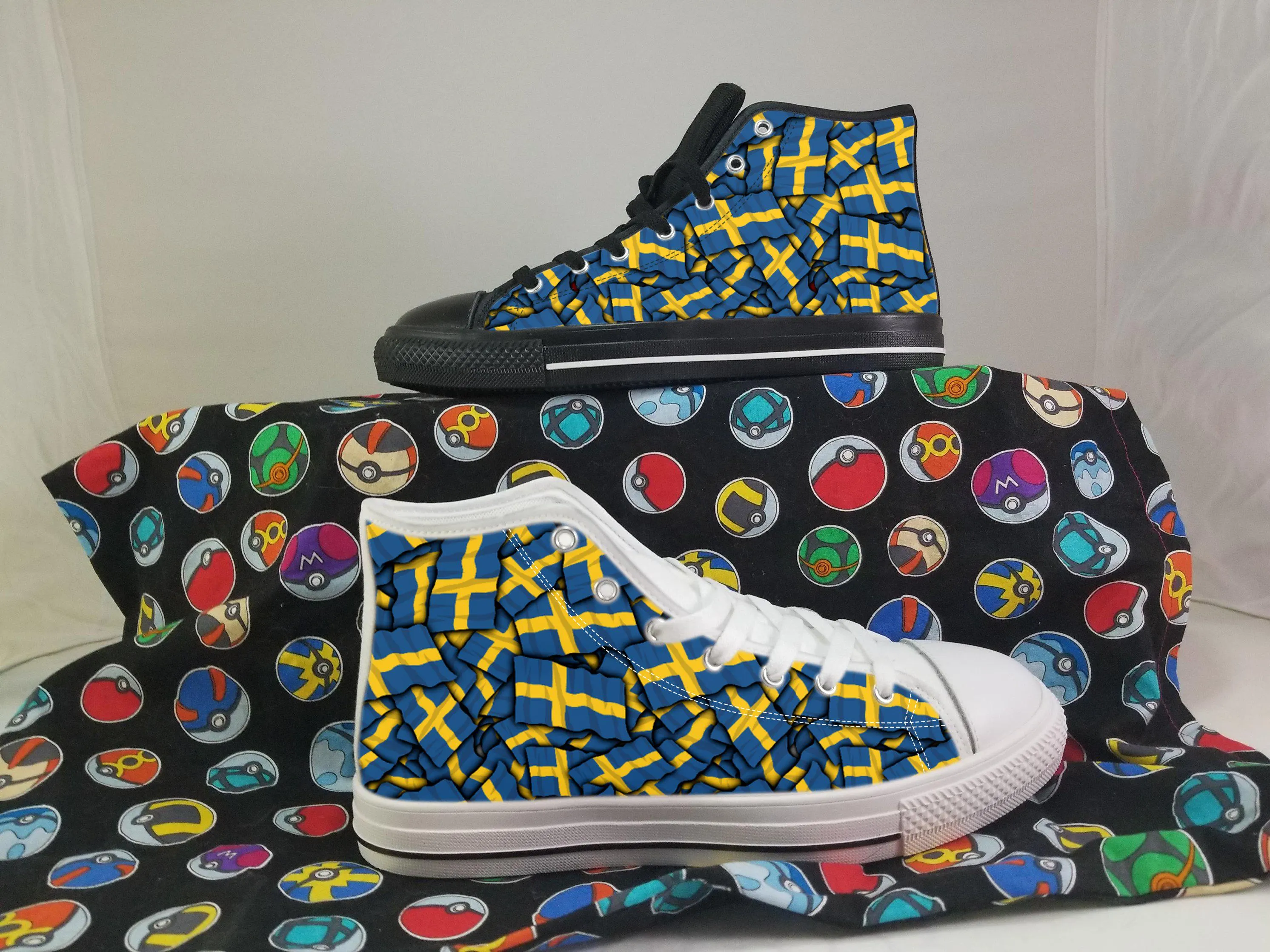 Sweden Shoes, Sweden High Top Sneaker, Sweden Fan Converse style hightop, custom shoe, mom dad child shoes