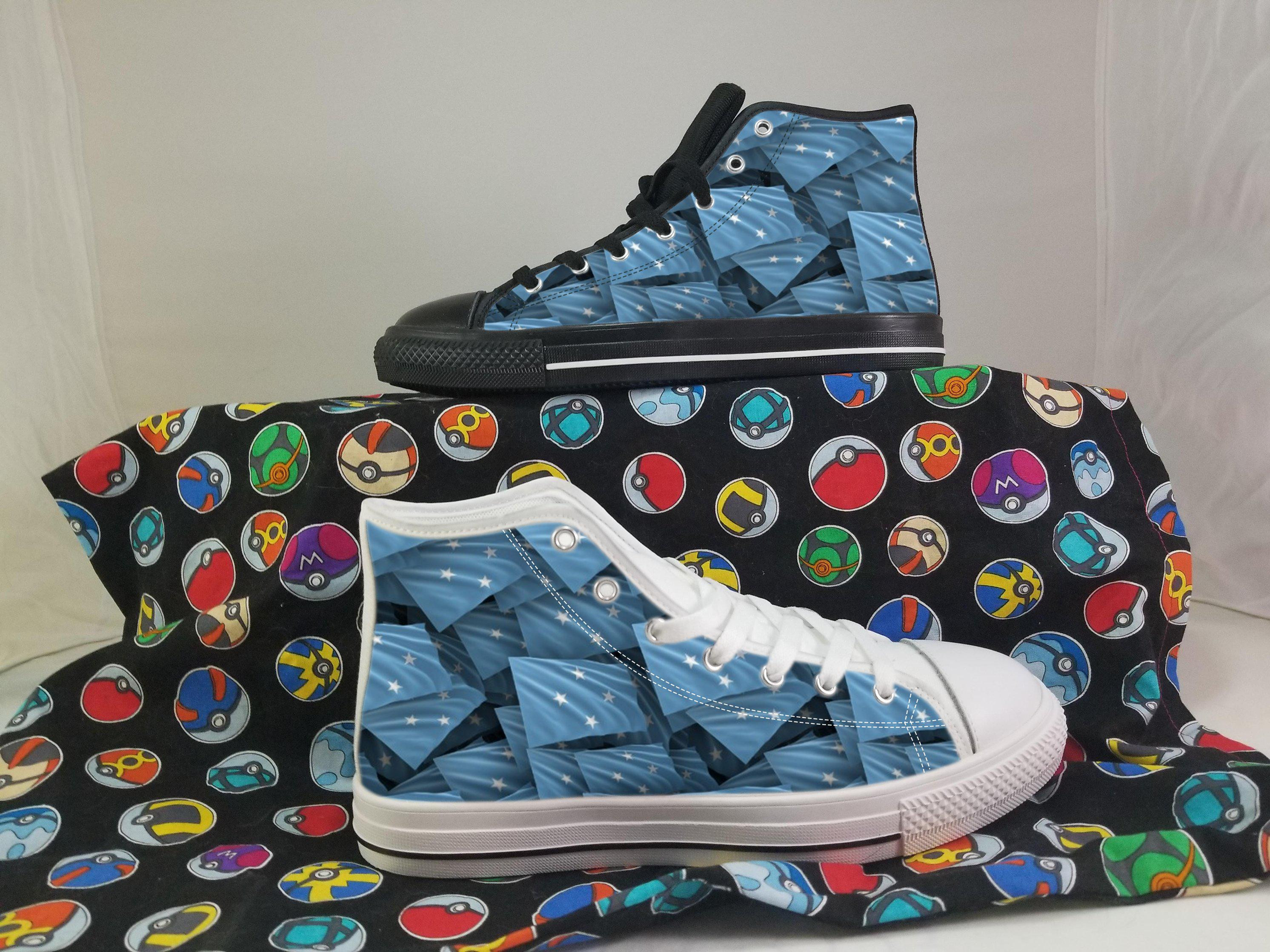 Micronesia Flag Converse Style Canvas Sneakers, Micronesia Converse Style High Tops, Comfort Walking Shoes, Micronesia Pattern Shoes mens