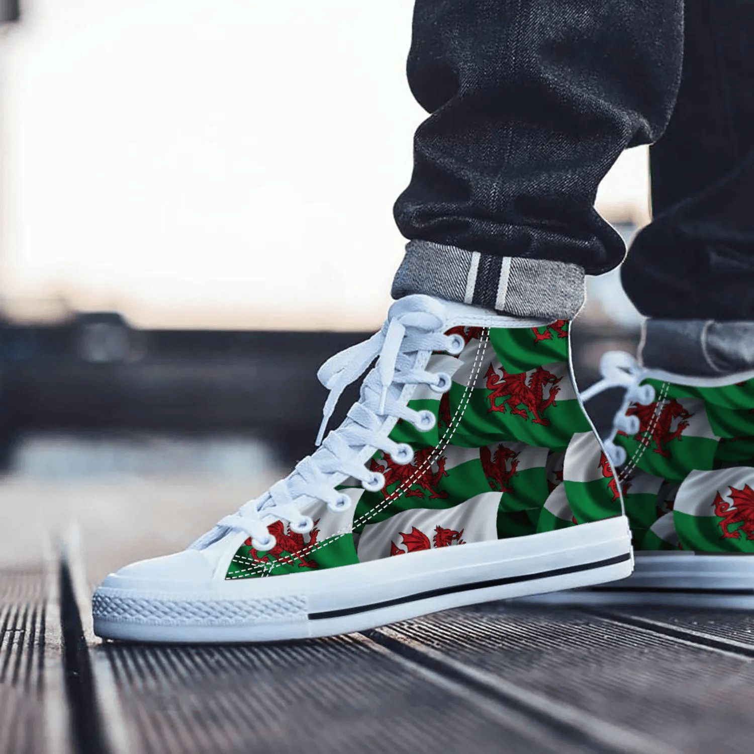 Welsh Flag Converse Style Shoes, Custom Sneakers, Stylish Footwear, Unique Design, Comfortable Fit, Trendy Shoes, Great Gift Idea