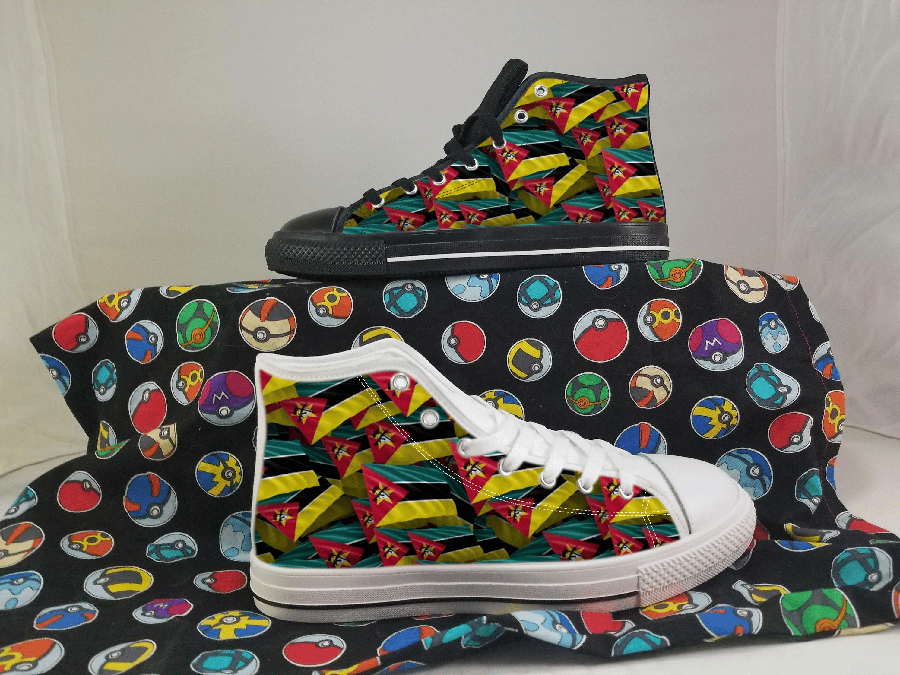 Mozambique Flag Converse Style Canvas Sneakers, Mozambique Converse Style High Tops, Comfort Walking Shoes, Mozambique Pattern Shoes mens