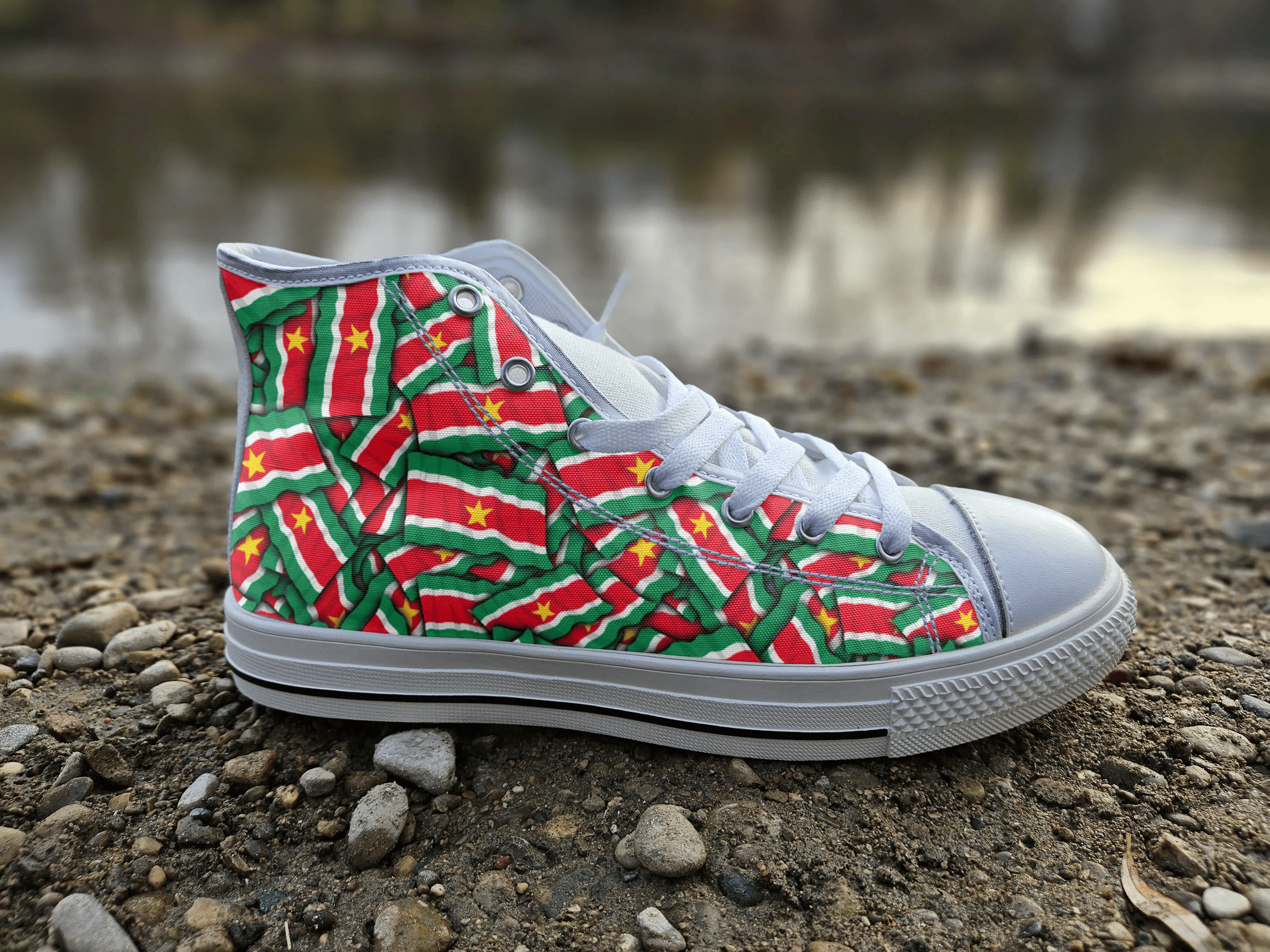 Suriname Shoes, Suriname High Top Sneaker, Suriname Fan Converse style hightop, custom shoe, mom dad child shoes