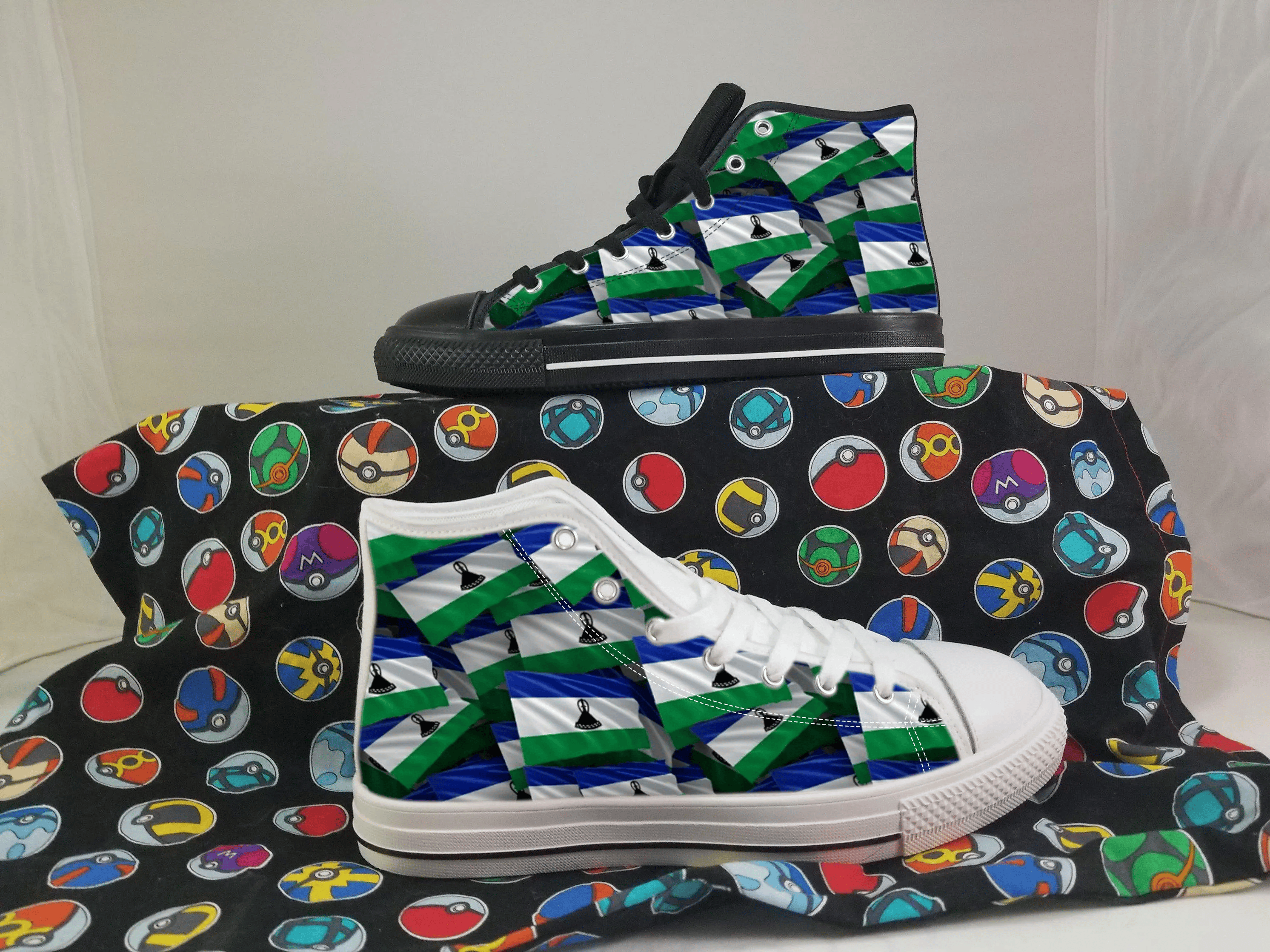 Lesotho Shoes, Lesotho High Top Sneaker, Lesotho Fan Converse style hightop, custom shoe, mom dad child shoe